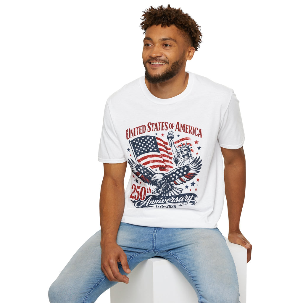 250th Anniversary USA T-Shirt – American Flag, Eagle & Statue of Liberty Patriotic Tee - Midnight Eye, LLC