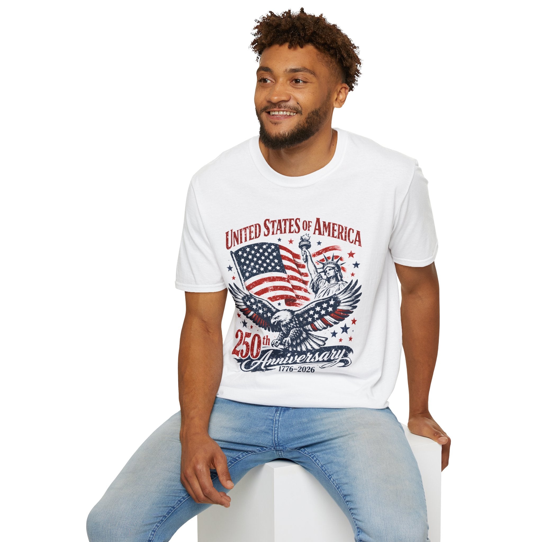 250th Anniversary USA T-Shirt – American Flag, Eagle & Statue of Liberty Patriotic Tee - Midnight Eye, LLC