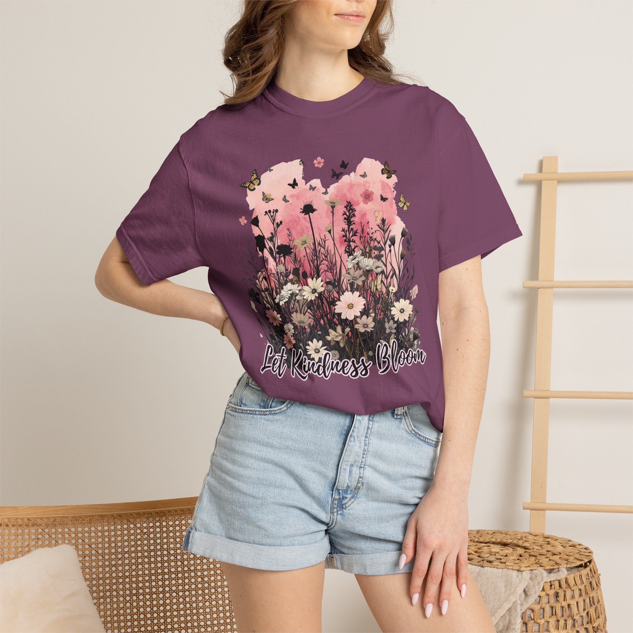 Let Kindness Bloom T-Shirt — Floral Garden Graphic Tee - Cute Motivational T-Shirt. Midnight Eye, LLC