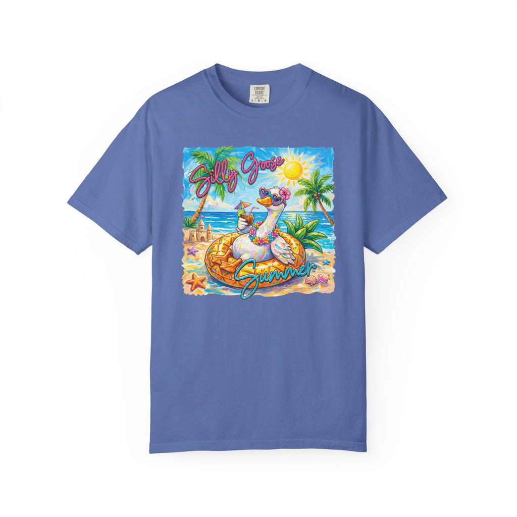 Silly Goose Summer T-Shirt - Colorful Summer Girl Tee - Beach Tee - Tropical T-Shirt - Midnight Eye, LLC