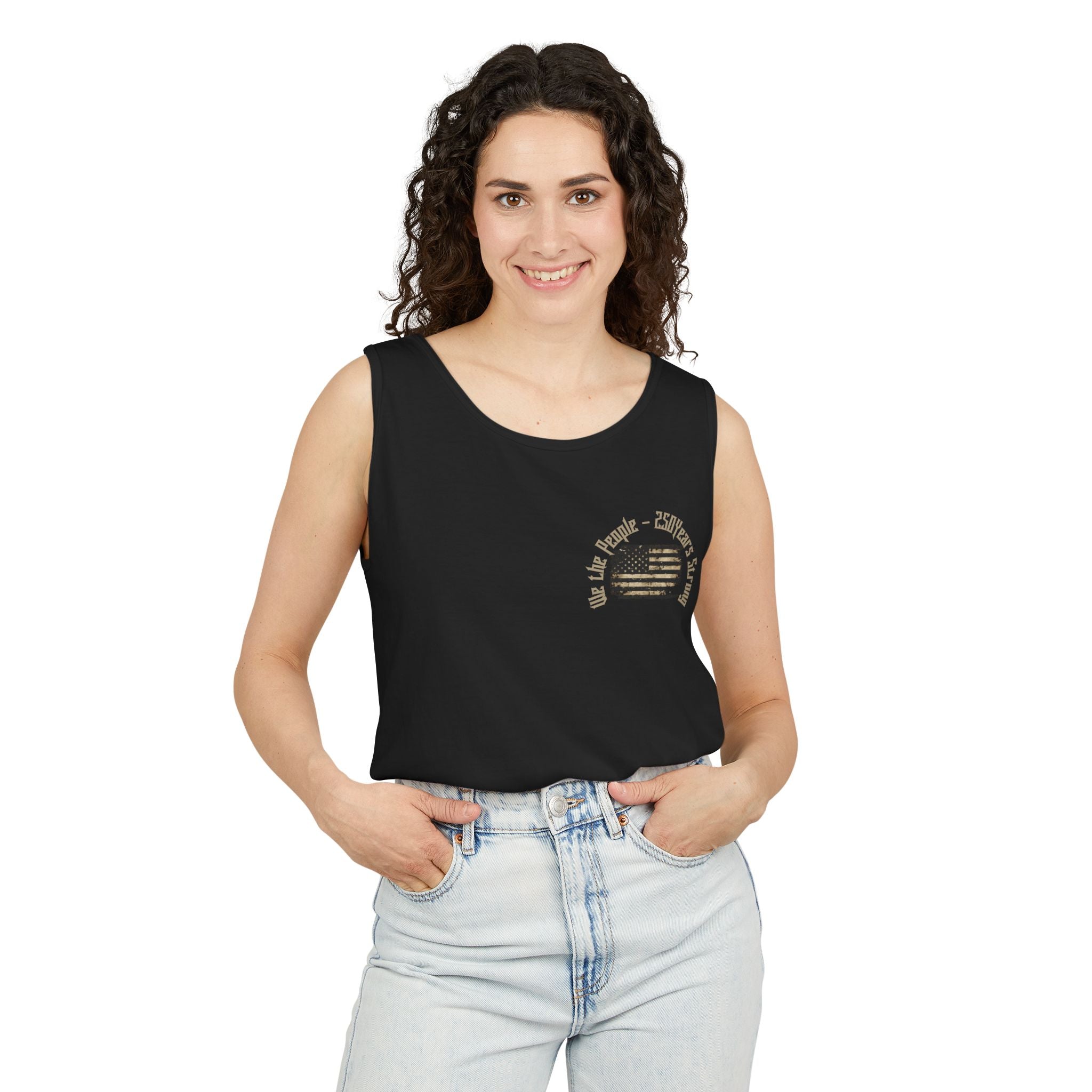 250th Anniversary Vintage USA Flag Skull Wings Tank Top - Gothic Tee