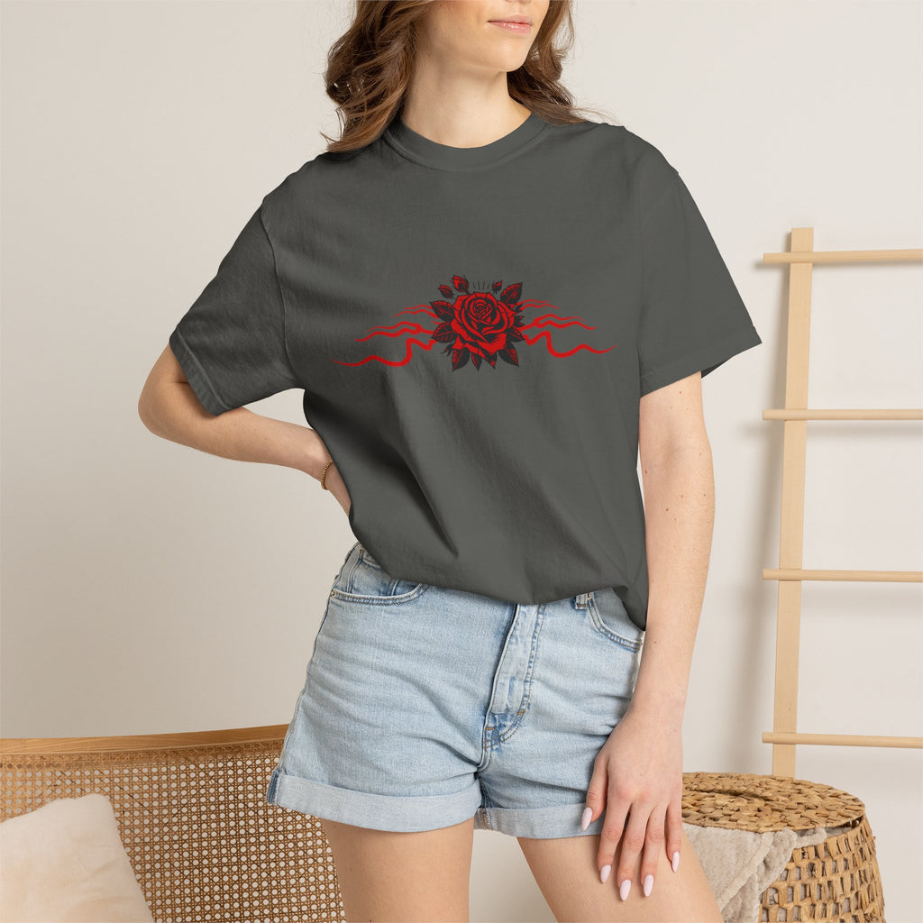 Winged-Eye Graphic Tee — Third Eye Rock Band Shirt - Streetwear Tee - Gothic Red Rose T-Shirt. Midnight Eye, LLC