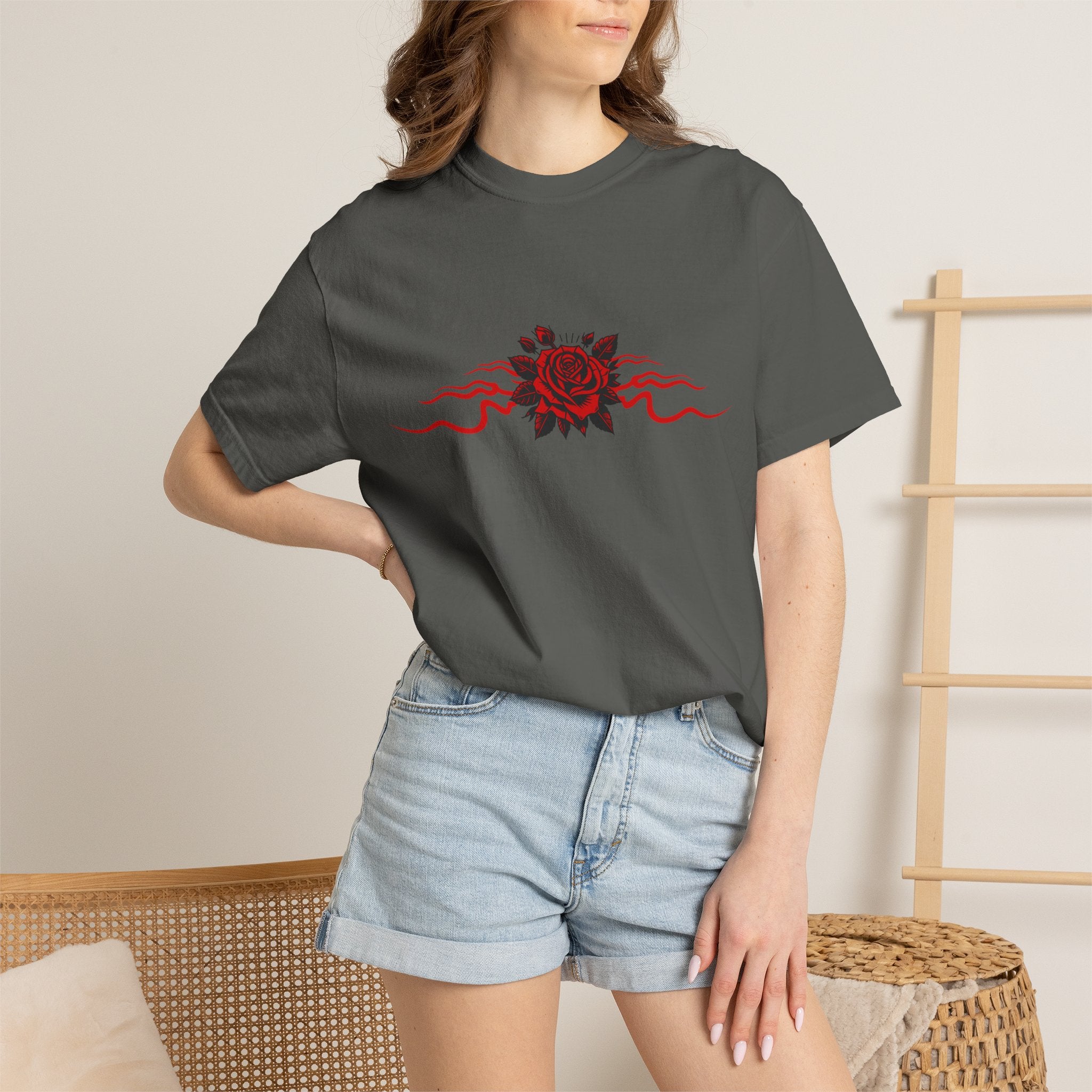 Winged-Eye Graphic Tee — Third Eye Rock Band Shirt - Streetwear Tee - Gothic Red Rose T-Shirt. Midnight Eye, LLC