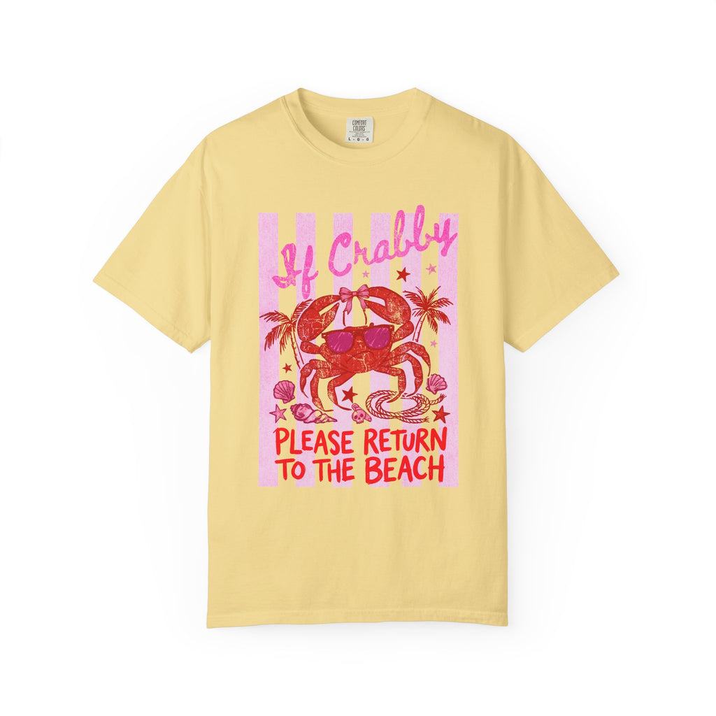 Funny Crab Beach Shirt - If Crabby, Please Return to the Beach. Summer Funny Tee - Midnight Eye, LLC