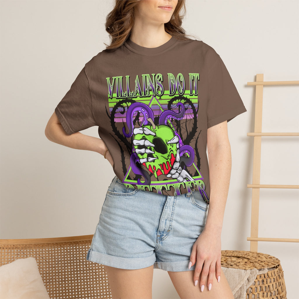 Villains Do It Better Graphic T-Shirt — Neon Monster Skull Tee. Midnight Eye, LLC