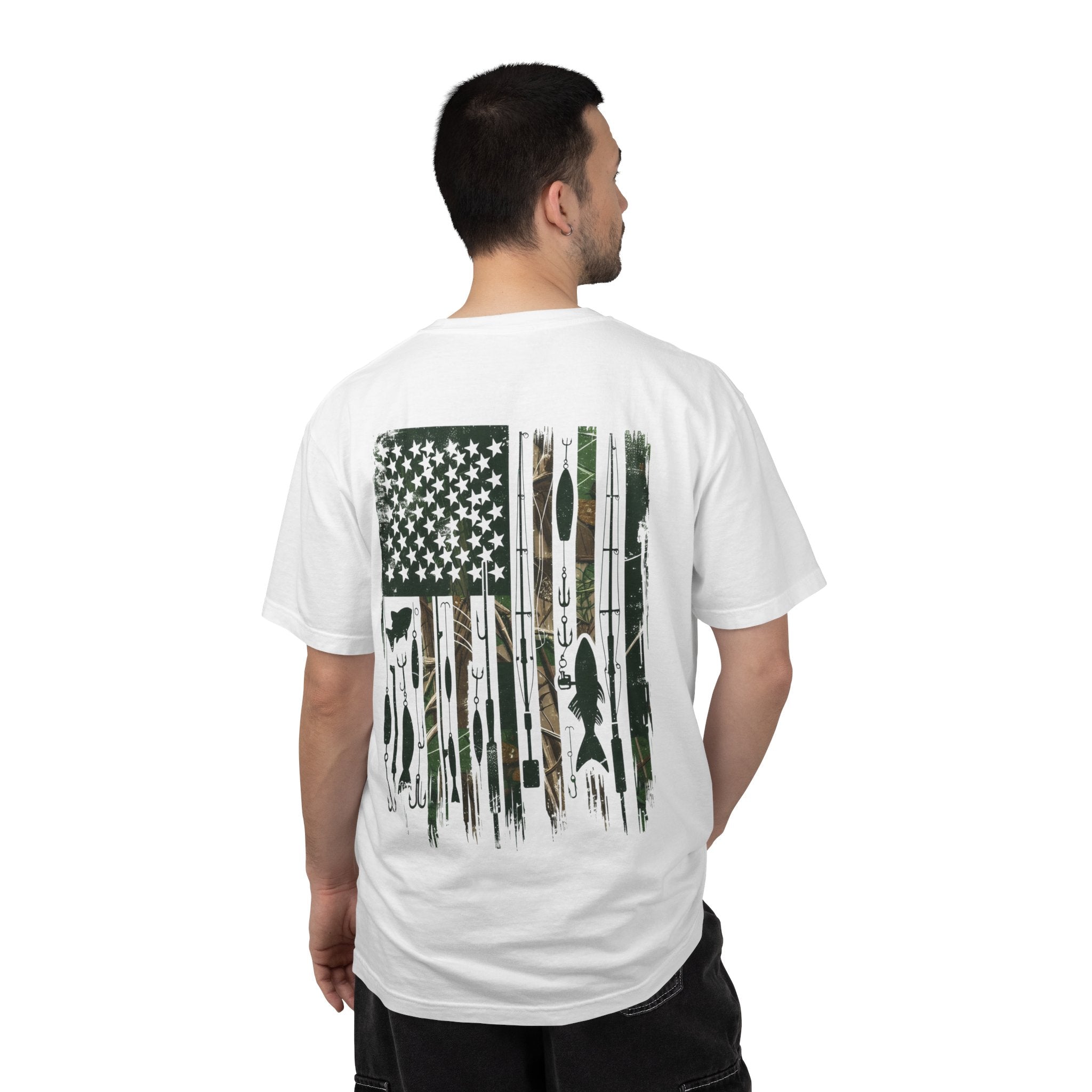 Fishing Flag T-Shirt — "Life is Better Fishing" Graphic Tee - Patriotic Tee - Father's Day T-Shirt - Midnight Eye, LLC
