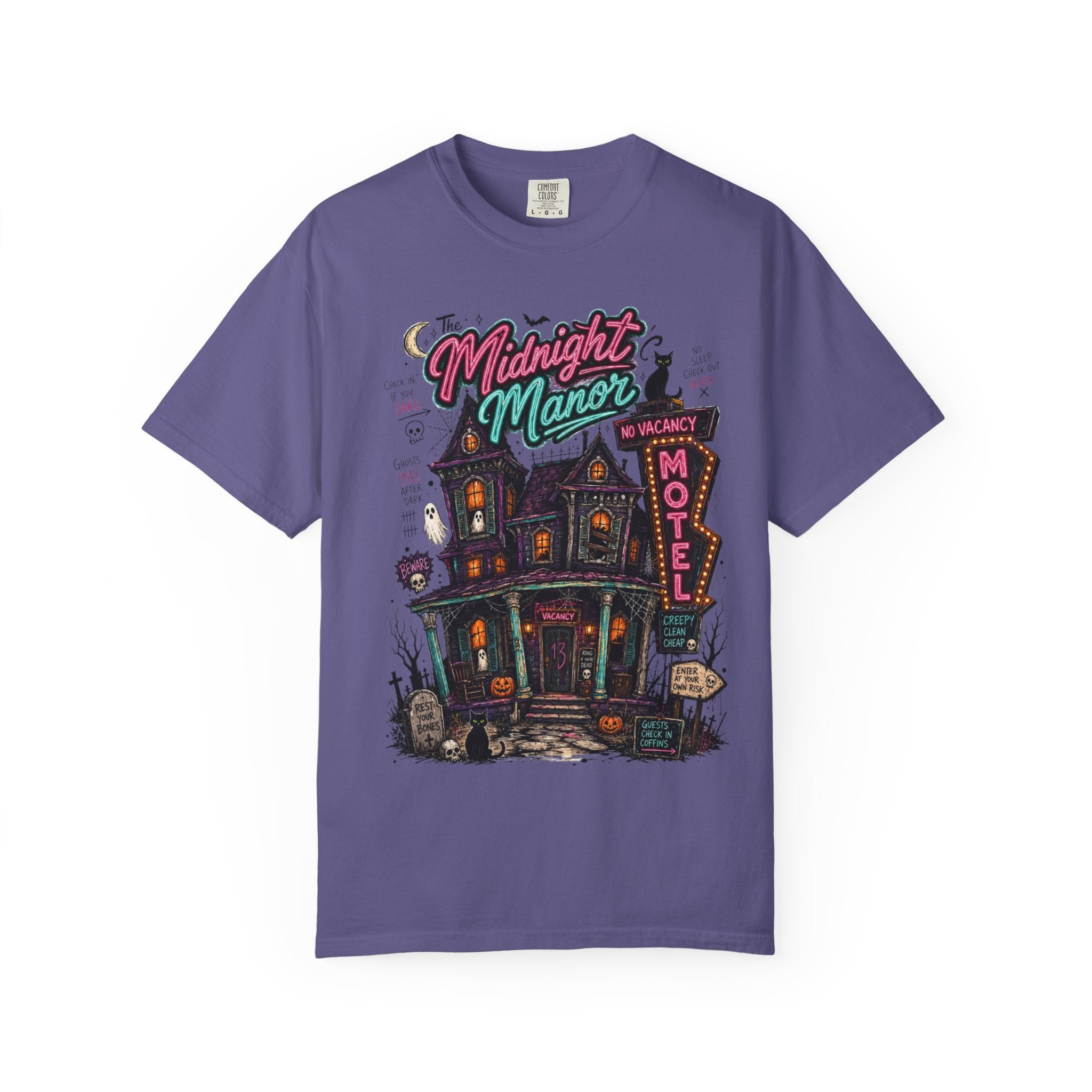 Midnight Manor Motel T-Shirt — Haunted House Horror Tee. Midnight Eye, LLC
