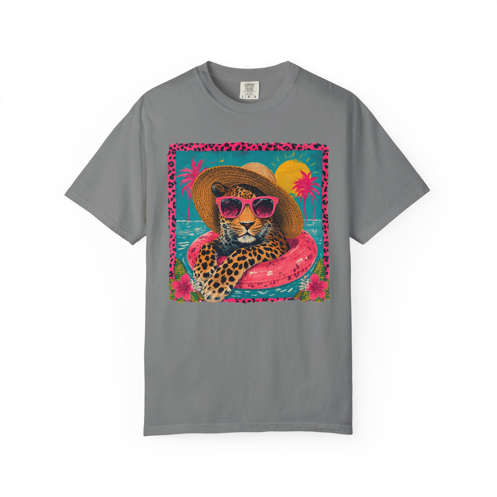 T-Shirt — Tropical Leopard in Sunglasses Summer Graphic - Sassy Vacation T-Shirt. Midnight Eye, LLC.