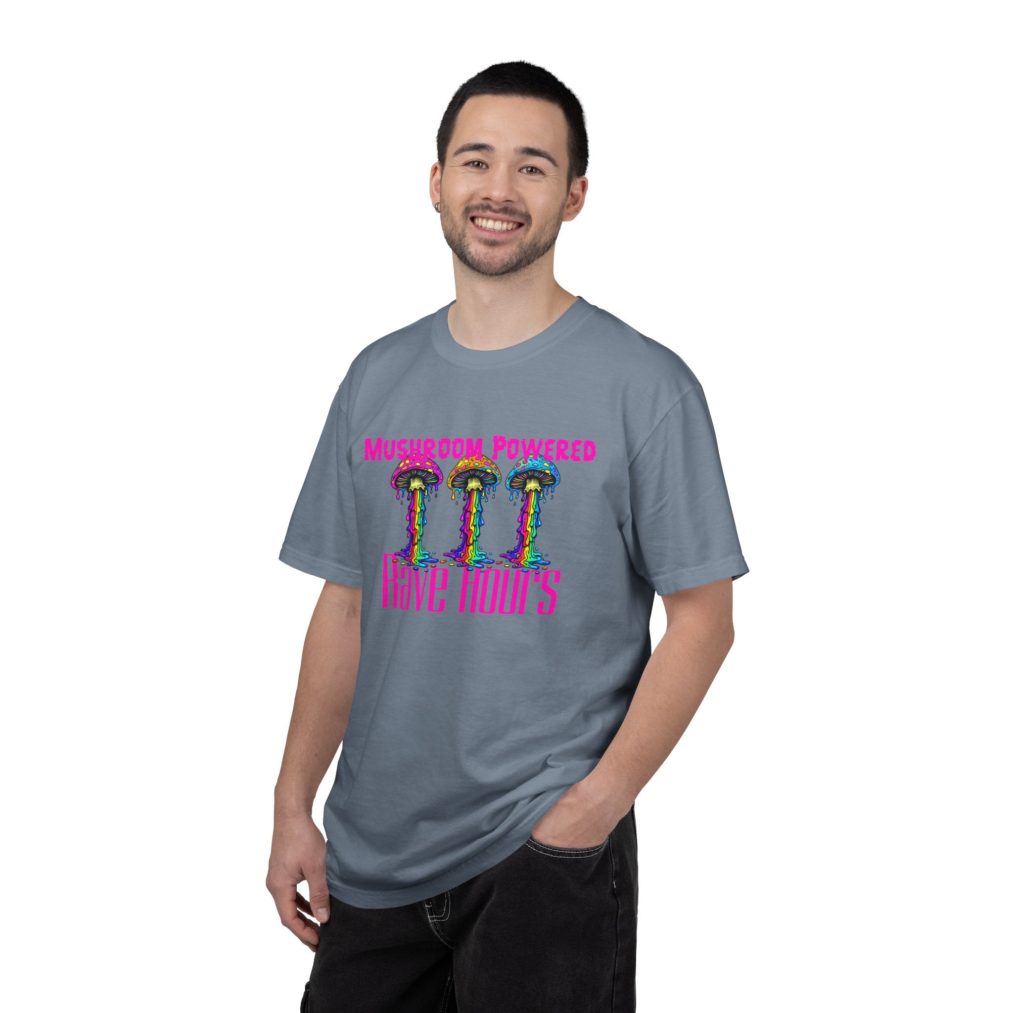 Rave Mushroom T-Shirt — “Mushroom Powered” Psychedelic Festival Tee - Midnight Eye, LLC
