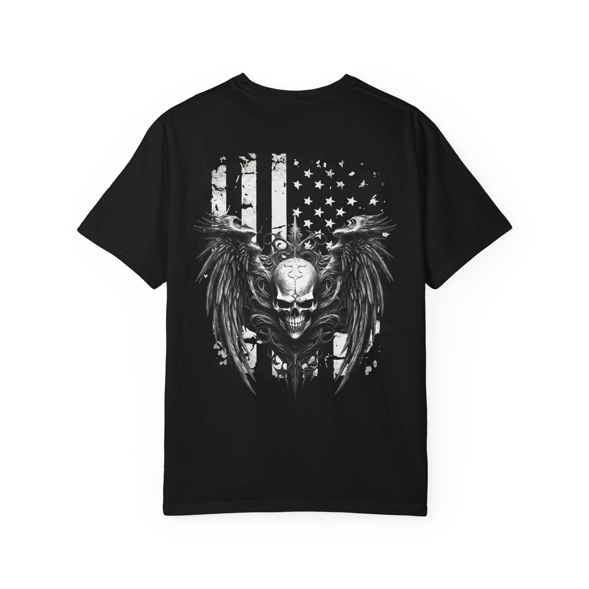 Freedom Skull T-Shirt — American Flag Winged Skull Graphic Tee - Midnight Eye, LLC