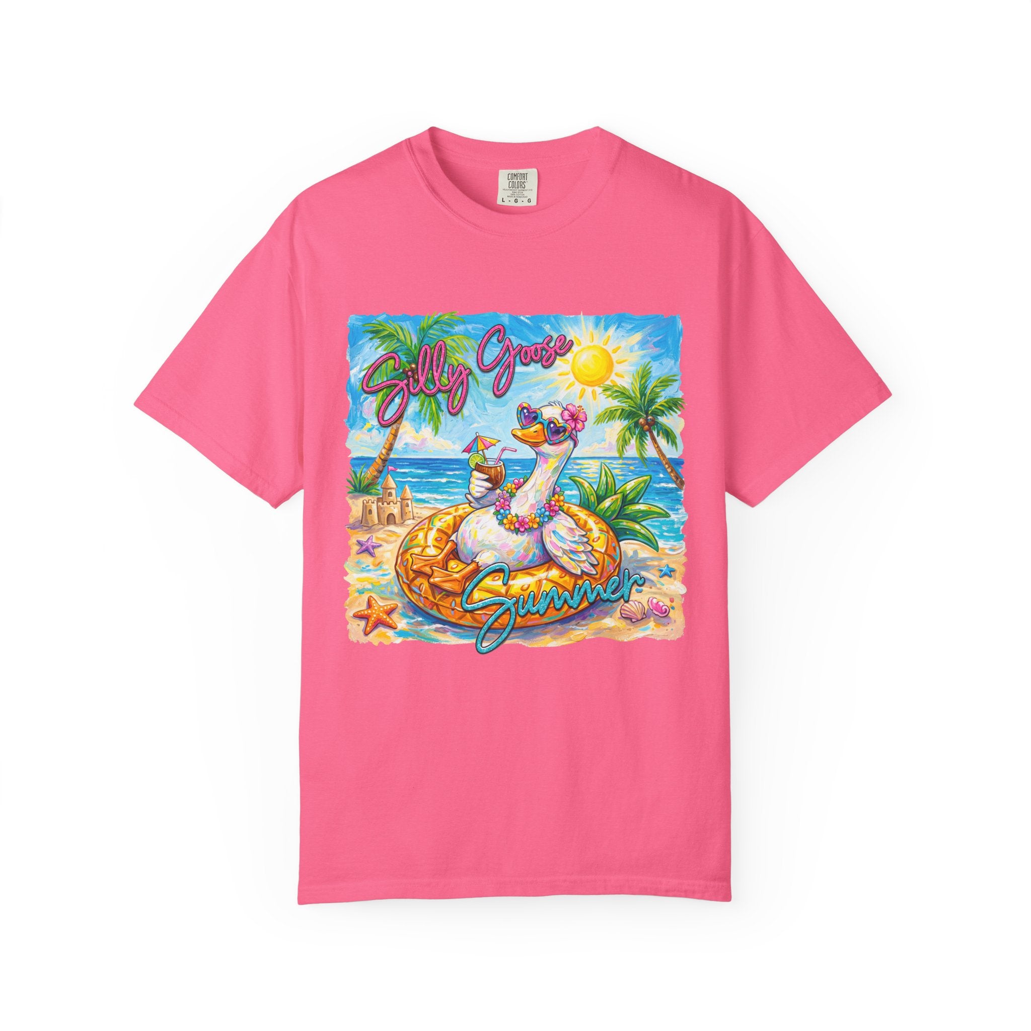 Silly Goose Summer T-Shirt - Colorful Summer Girl Tee - Beach Tee - Tropical T-Shirt
