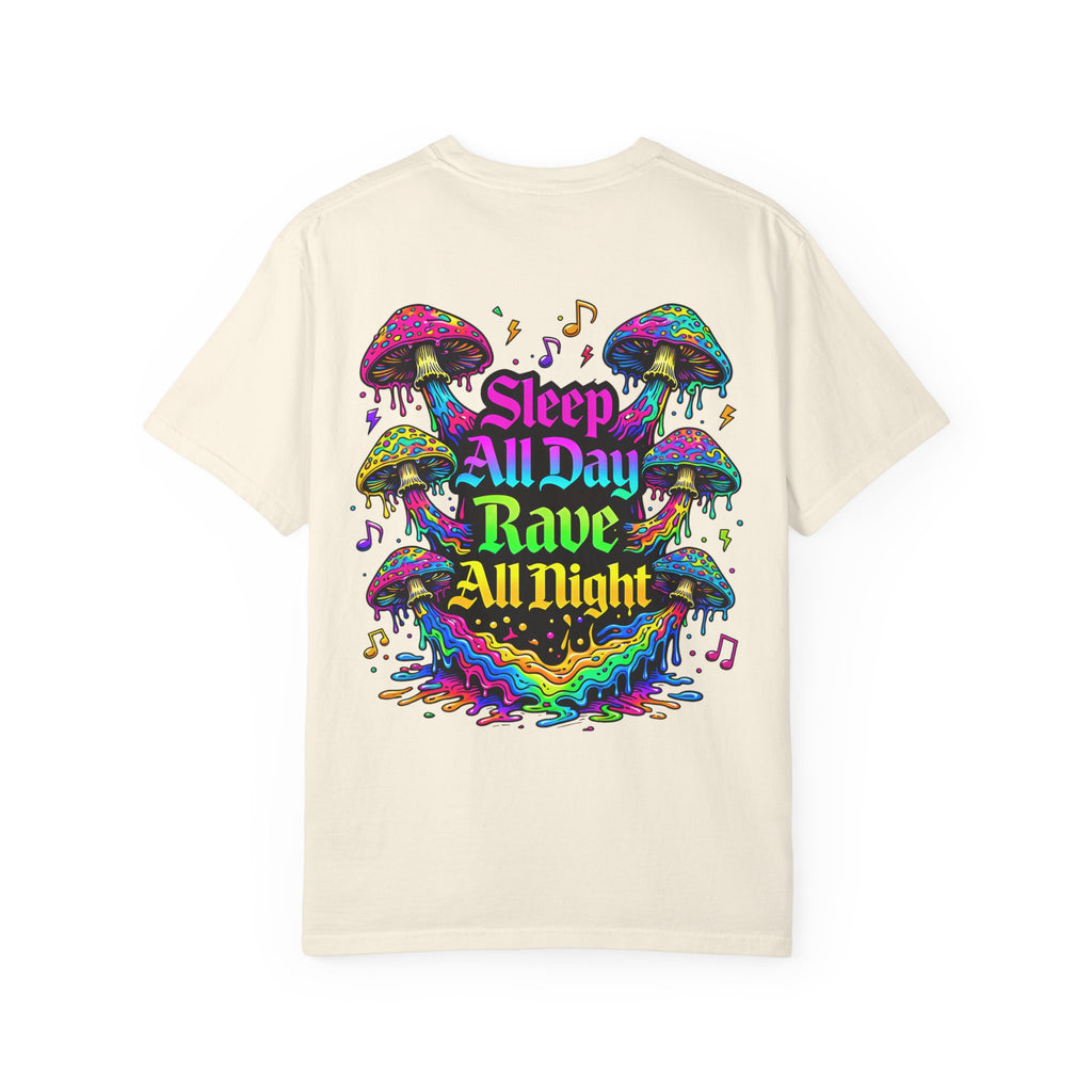 Personalized Rave Mushroom T-Shirt – Festival Tee. Enter Text and Year of Your Festival - Midnight Eye, LLC