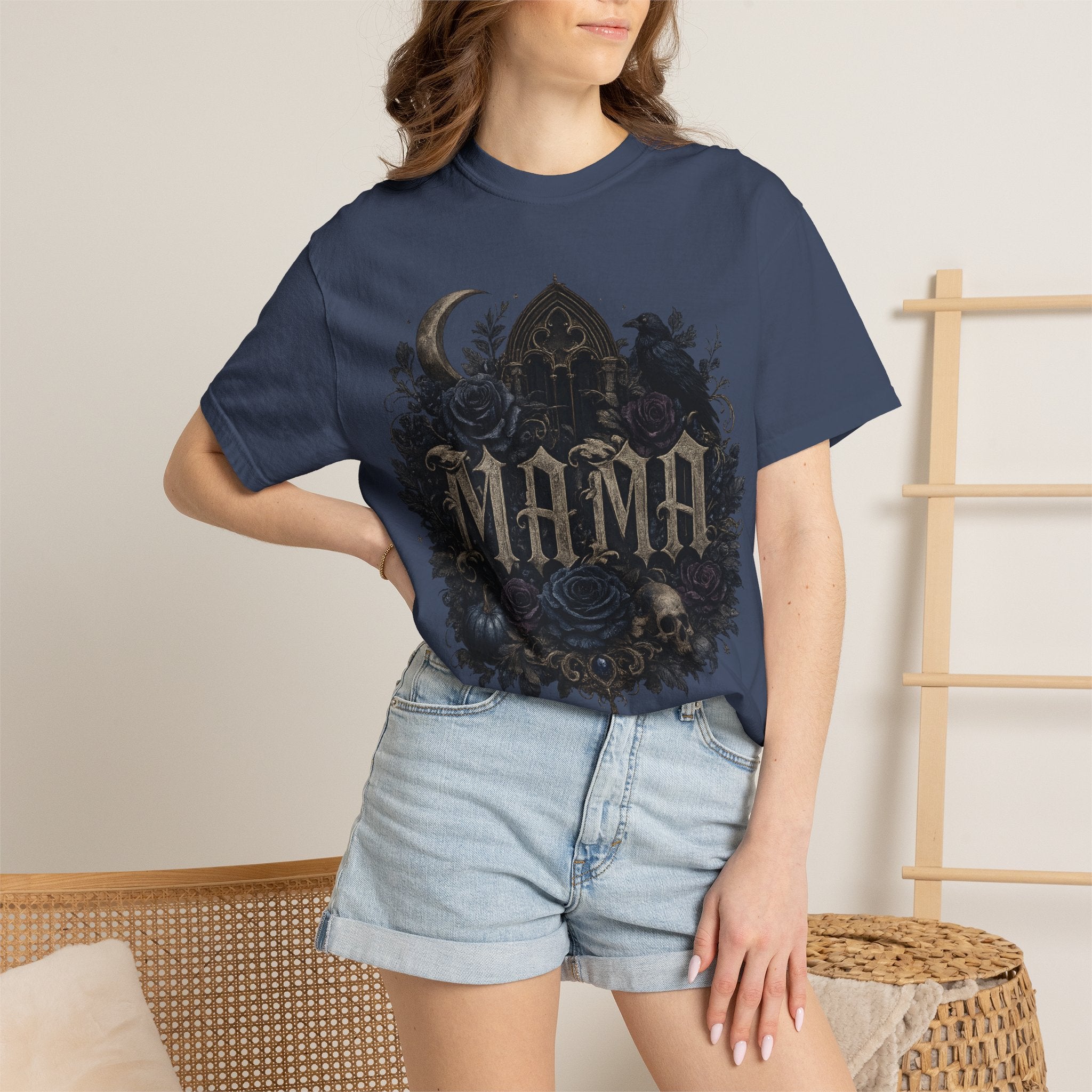 Mama Gothic Floral Skull T-Shirt — Dark Moon Mother's Day Gift. Midnight Eye, LLC
