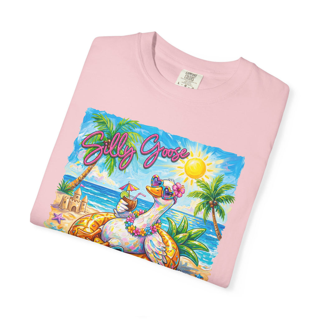 Silly Goose Summer T-Shirt - Colorful Summer Girl Tee - Beach Tee - Tropical T-Shirt - Midnight Eye, LLC