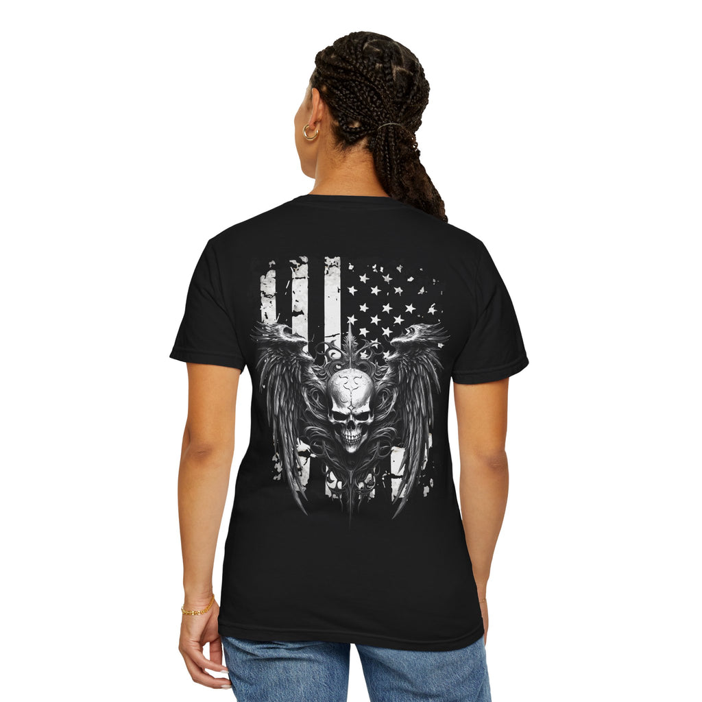 Freedom Skull T-Shirt — American Flag Winged Skull Graphic Tee - Midnight Eye, LLC