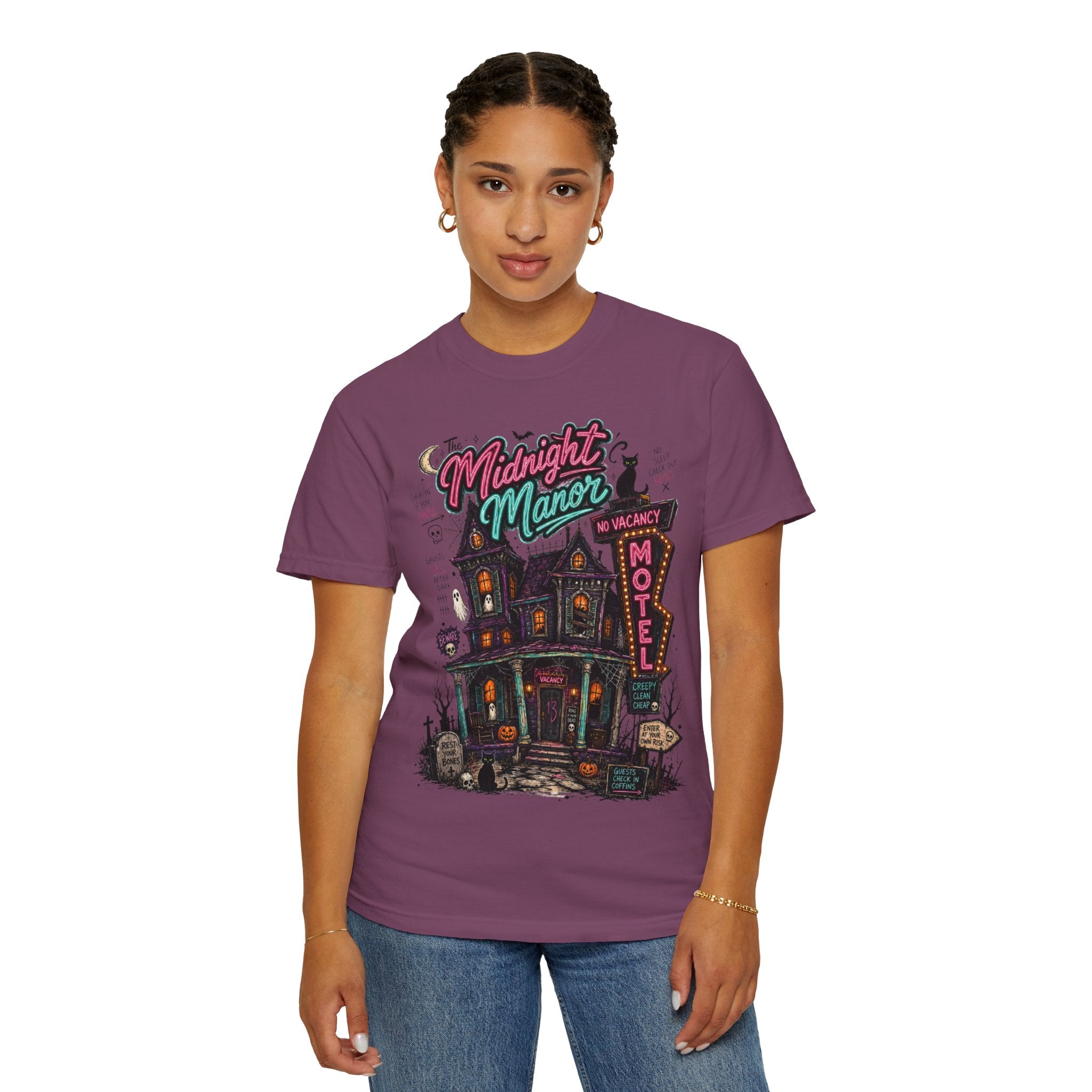 Midnight Manor Motel T-Shirt — Haunted House Horror Tee. Midnight Eye, LLC
