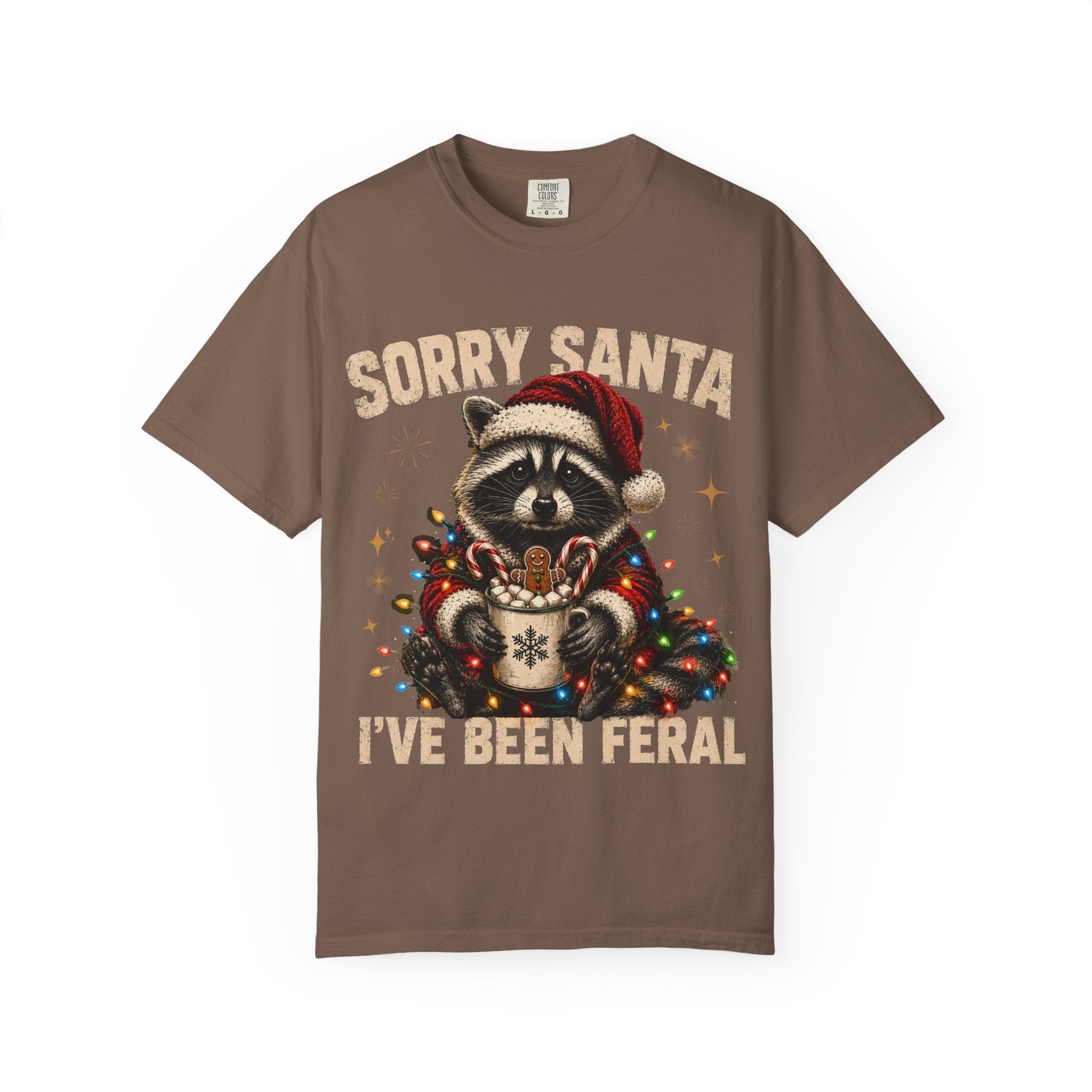 Sorry Santa I've Been Feral Cute Raccoon Christmas T-Shirt - Funny Racoon Tee