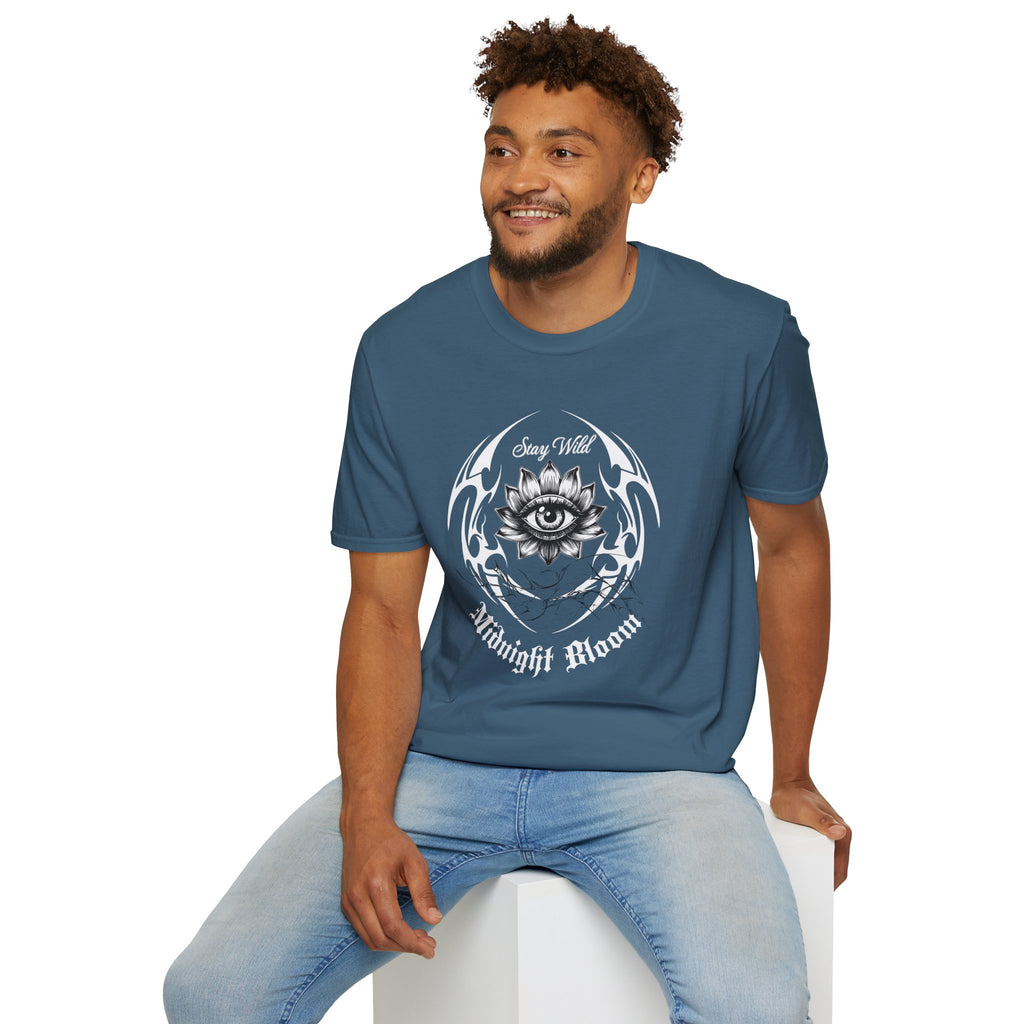 Stay Wild Midnight Moon T-Shirt — Mystical Lotus Eye Graphic Tee - Goth Tee - Dark Aesthetic T-Shirt - Midnight Eye, LLC