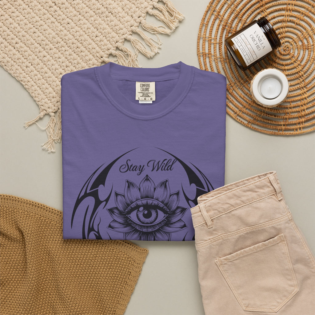 Lotus Eye Graphic T-Shirt — Cybergoth / Cyberpunk Floral Tee. Midnight Eye, LLC