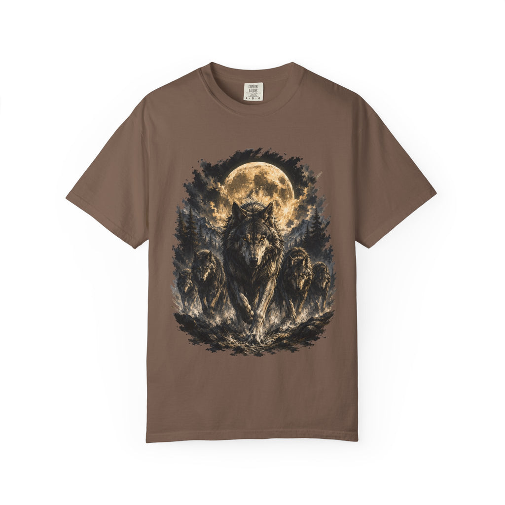 Wolf Pack Mystical Moon T-Shirt — Vintage Moonlit Forest Graphic Tee