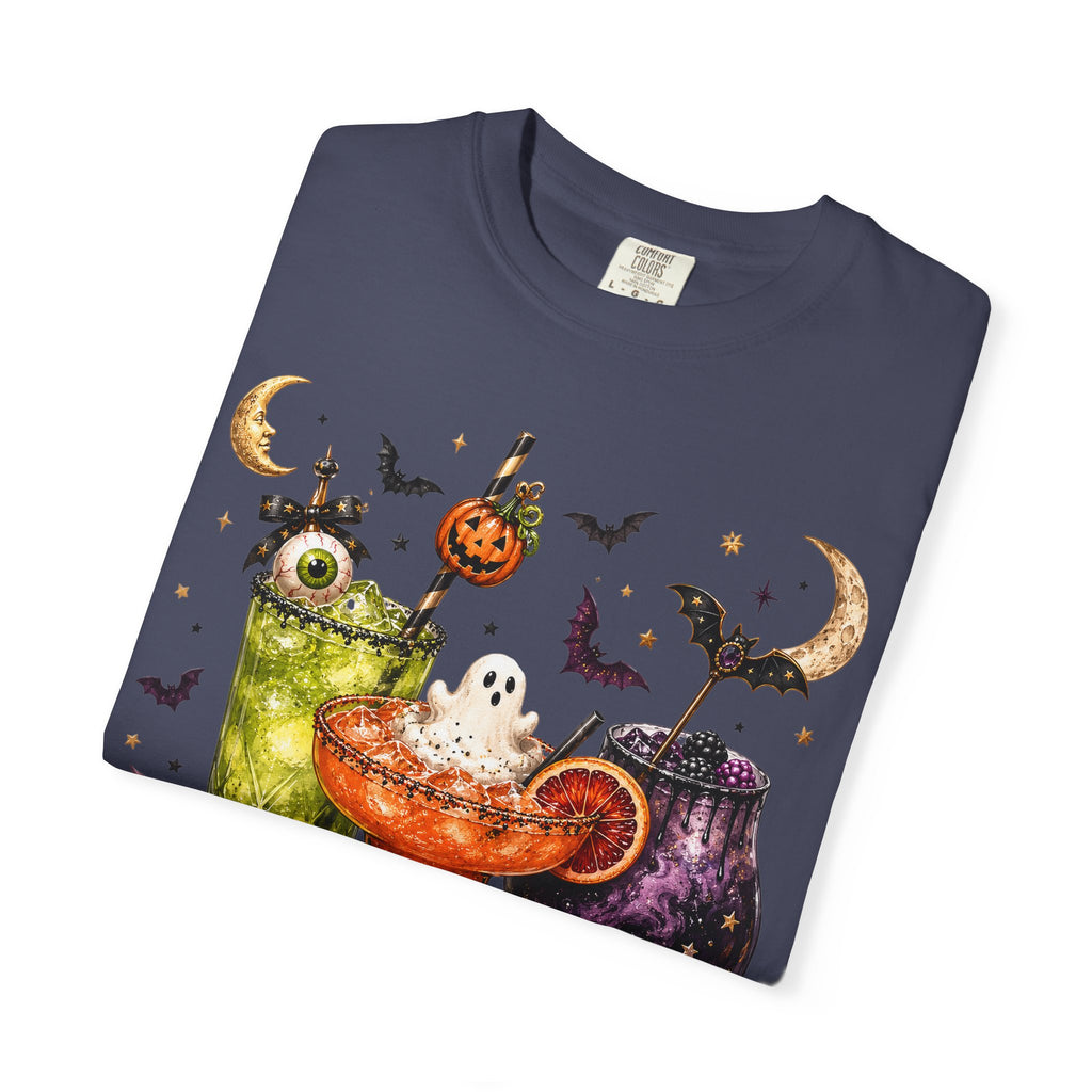 Halloween Cocktail T-Shirt — Spooky Drinks, Cute Bats & Pumpkins