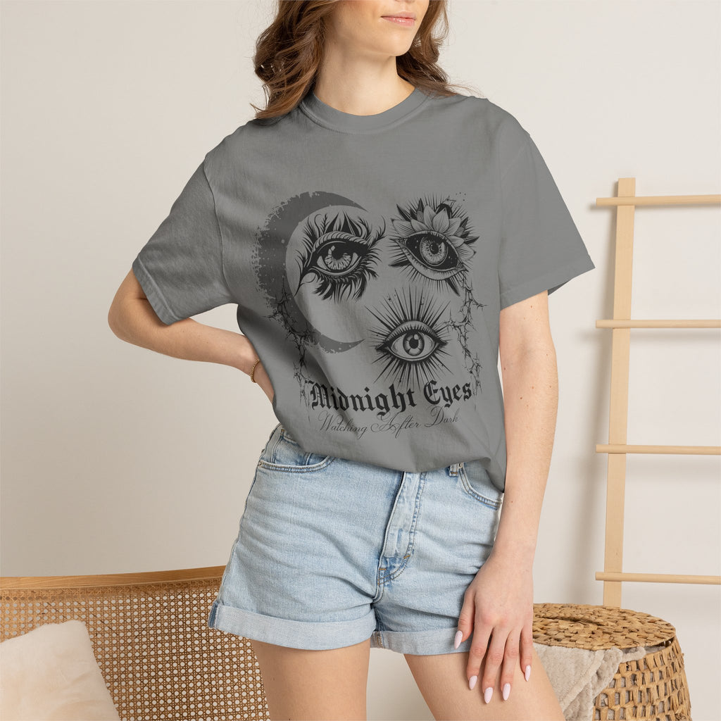 Midnight Eyes Graphic T-Shirt — Moon, Sun & Mystic Eye Illustration