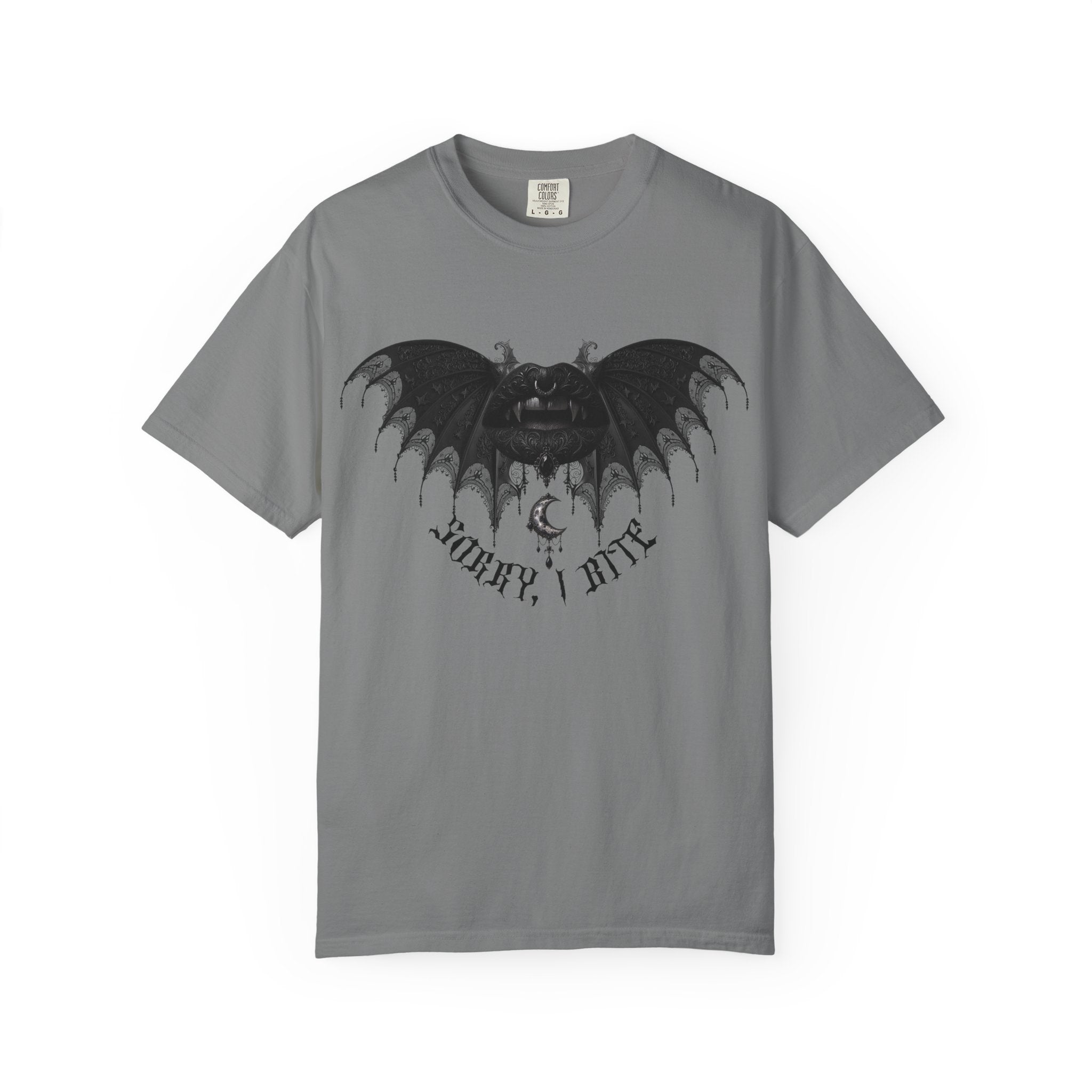 Gothic Bat Wings T‑Shirt — Dark Vampire Black Lips Graphic Tee