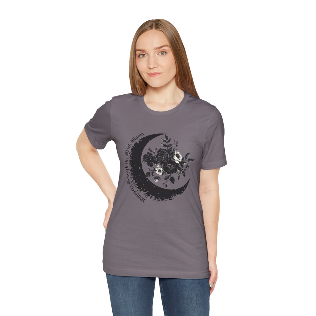 Floral Tee — Crescent Moon Design - Gothic Moon Tee - Dark Aesthetic - Midnight Eye, LLC