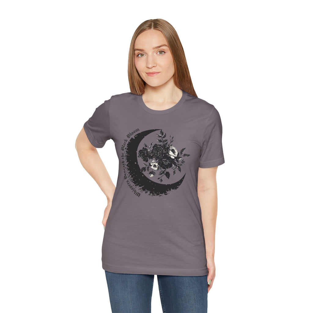 Moon Floral Tee — Crescent Moon Design - Gothic T-Shirt. Midnight Eye, LLC
