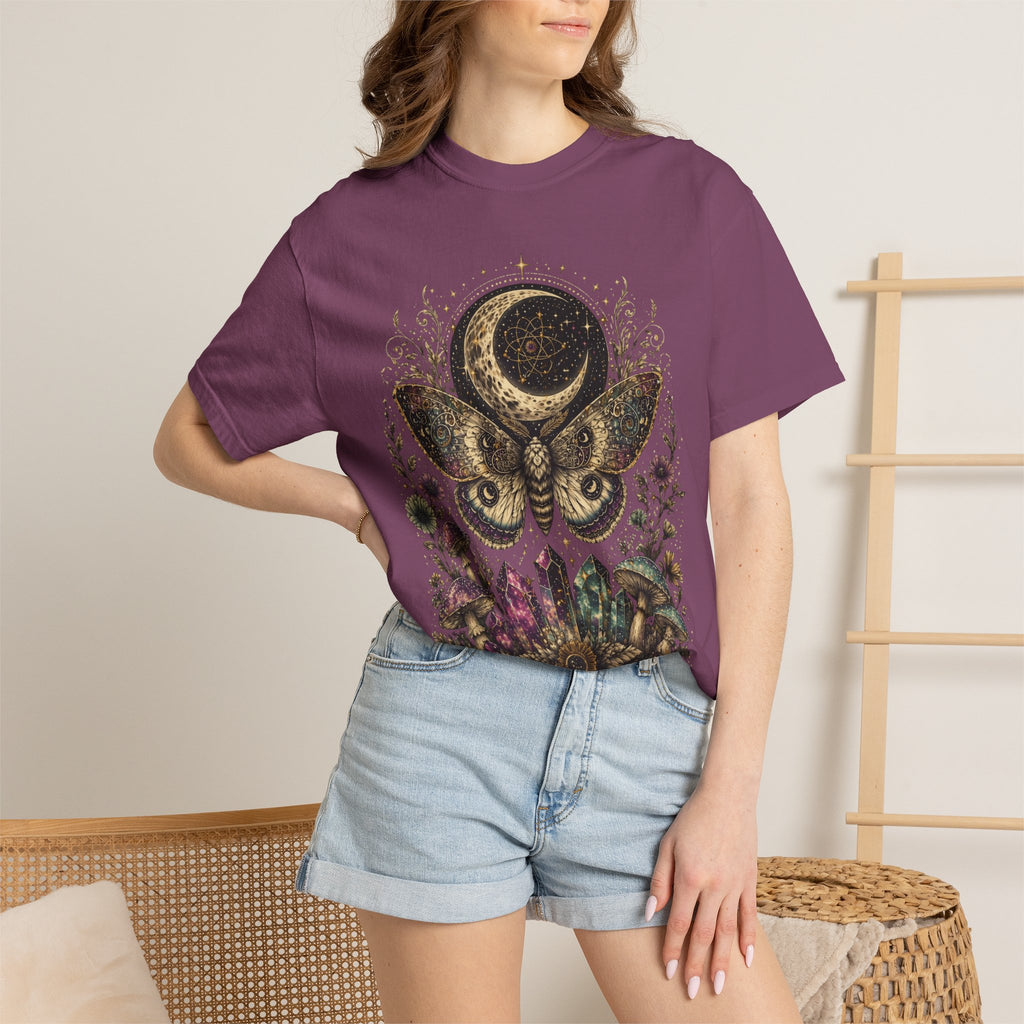 Mystic Moon Moth T-Shirt — Celestial Moth & Crescent Moon Graphic Tee