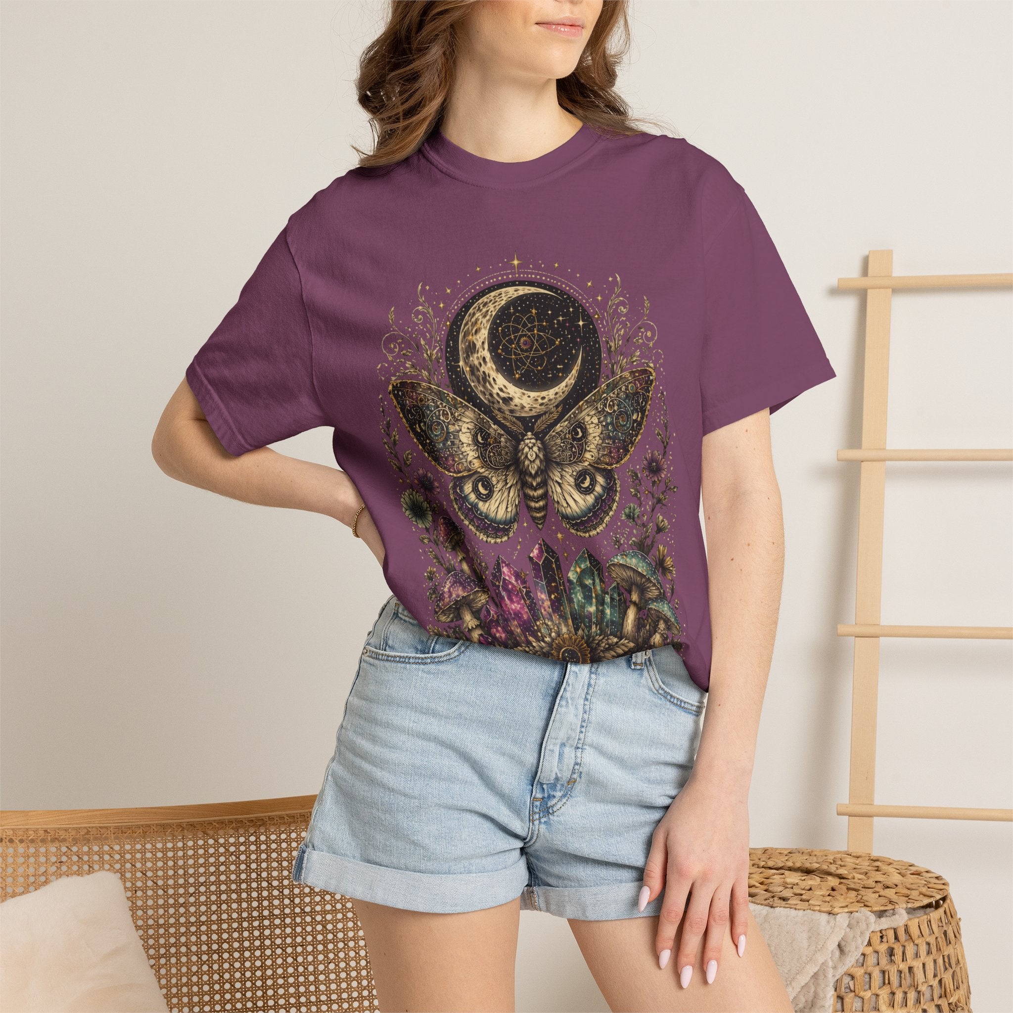 Mystic Moon Moth T-Shirt — Celestial Moth & Crescent Moon Graphic Tee