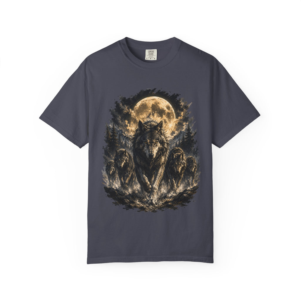 Wolf Pack Mystical Moon T-Shirt — Vintage Moonlit Forest Graphic Tee