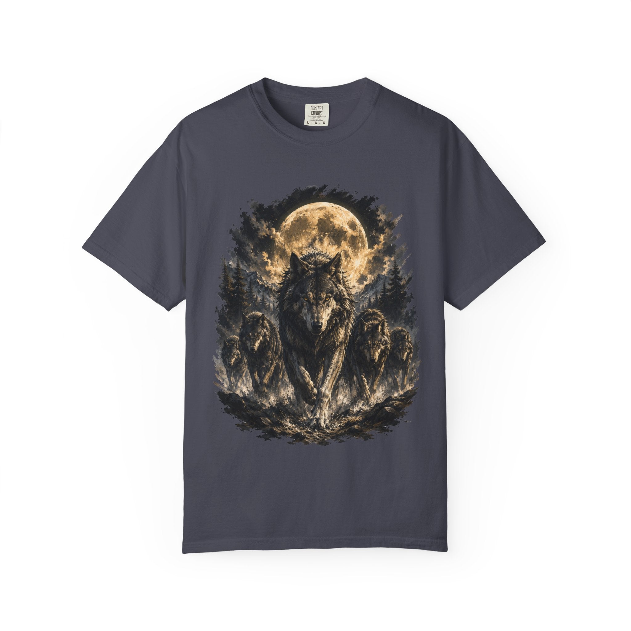 Wolf Pack Mystical Moon T-Shirt — Vintage Moonlit Forest Graphic Tee