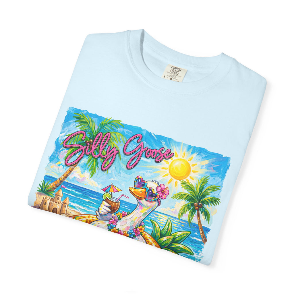 Silly Goose Summer T-Shirt - Colorful Summer Girl Tee - Beach Tee - Tropical T-Shirt, Midnight Eye, LLC