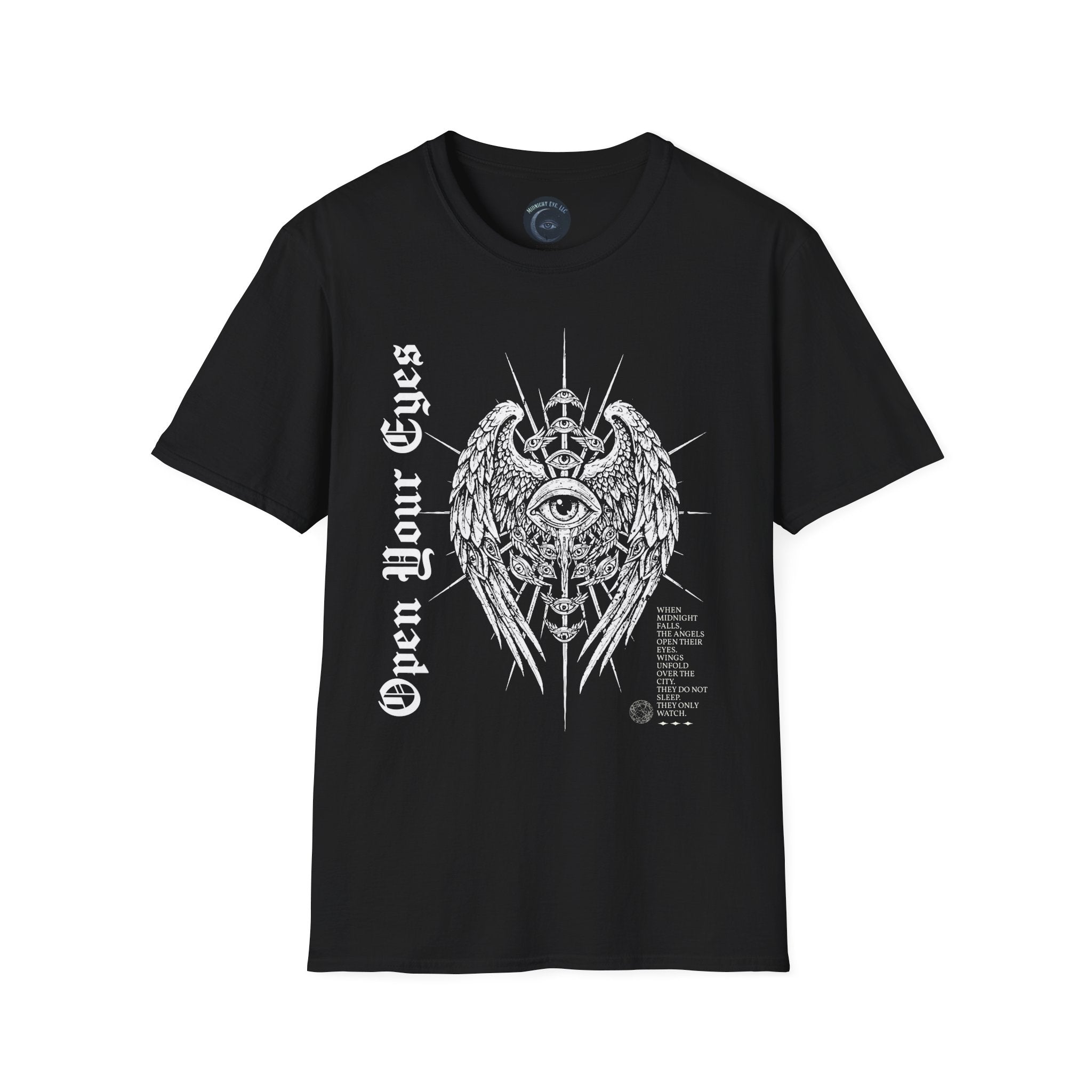 Wings and Eyes Graphic T-Shirt - Streetwear T-Shirt - Gothic Tee - Dark Aesthetic Tee - Mystical T-Shirt - Midnight Eye, LLC