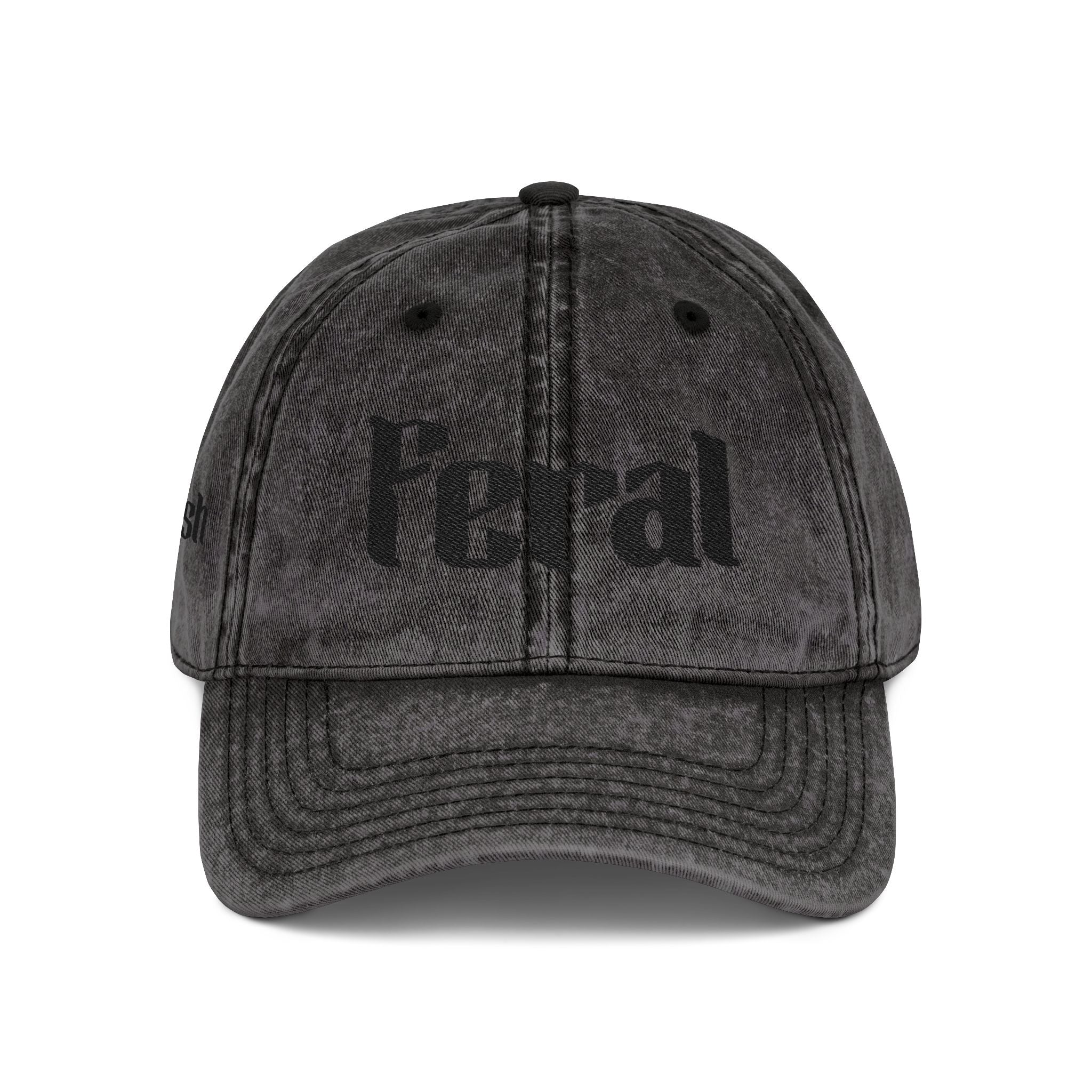 Vintage Embroidered Cap — Washed Black Distressed Dad Hat - Midnight Eye, LLC