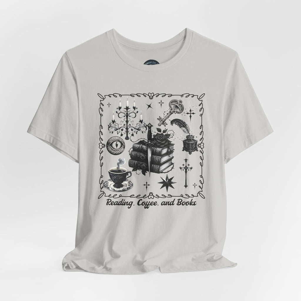Mystic Reading Tee — "Reading and Mystery Books" Graphic T-Shirt. Midnight Eye