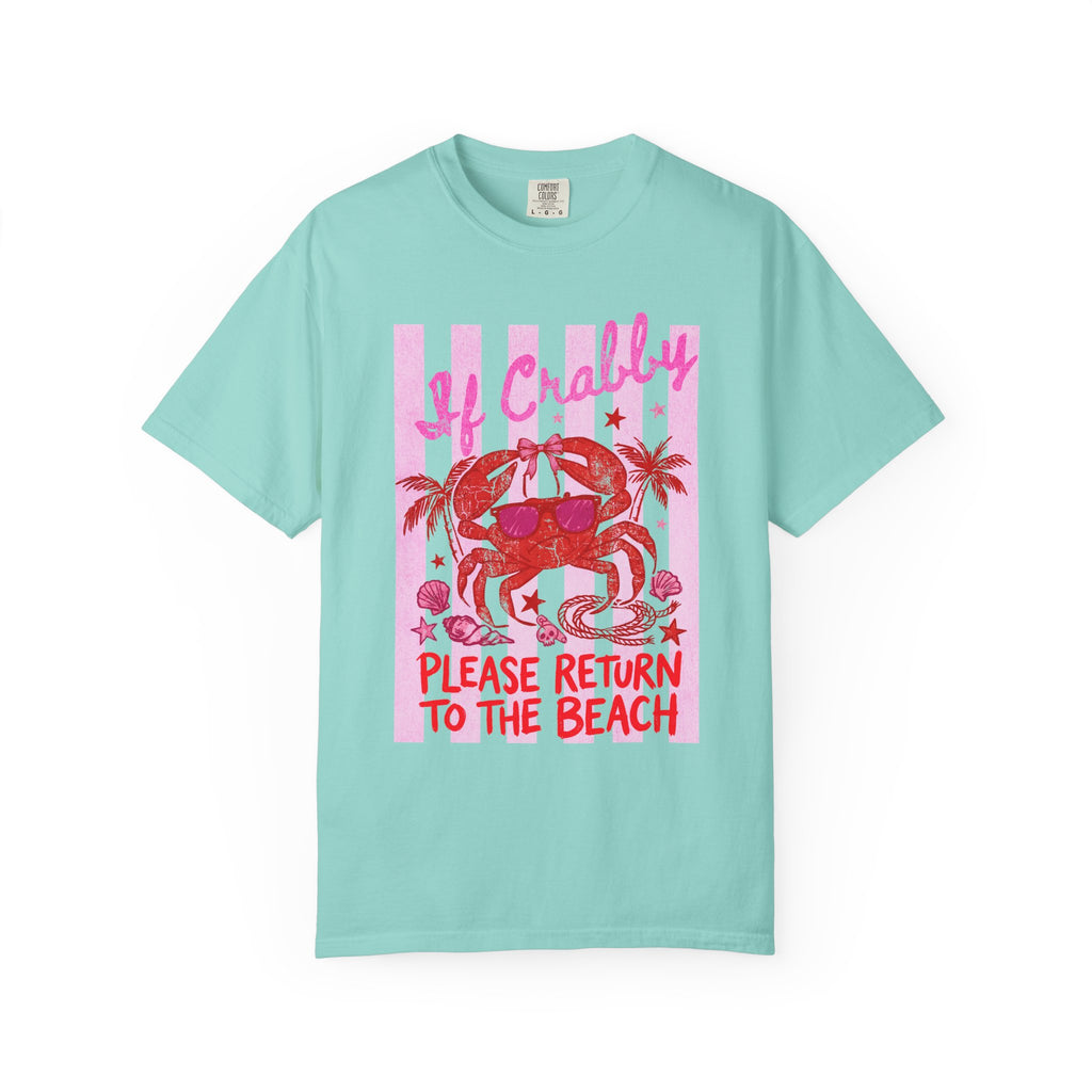 Funny Crab Beach Shirt - If Crabby, Please Return to the Beach. Summer Funny Tee - Midnight Eye, LLC