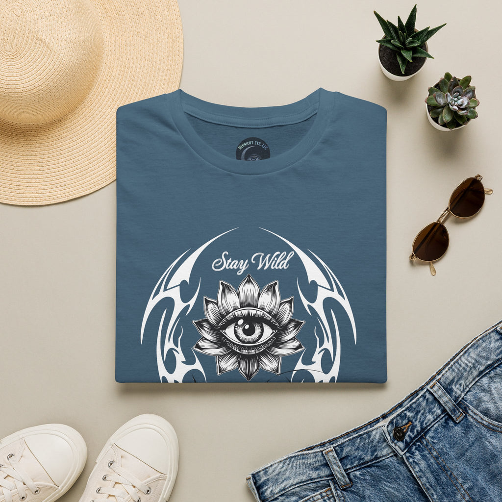 Stay Wild Midnight Moon T-Shirt — Mystical Lotus Eye Graphic Tee - Goth Tee - Dark Aesthetic T-Shirt - Midnight Eye, LLC