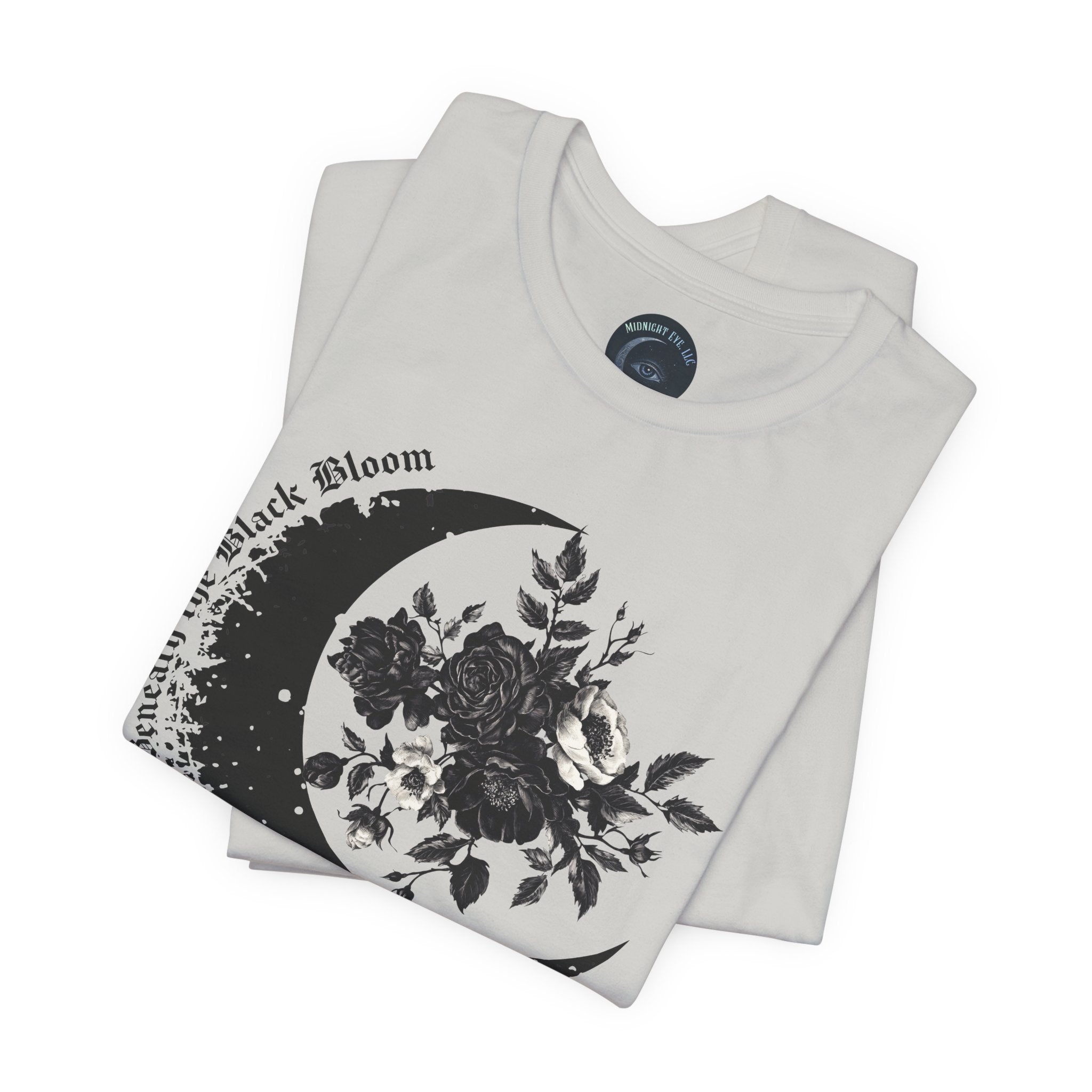 Moon Floral Tee — Crescent Moon Design - Gothic T-Shirt. Midnight Eye, LLC