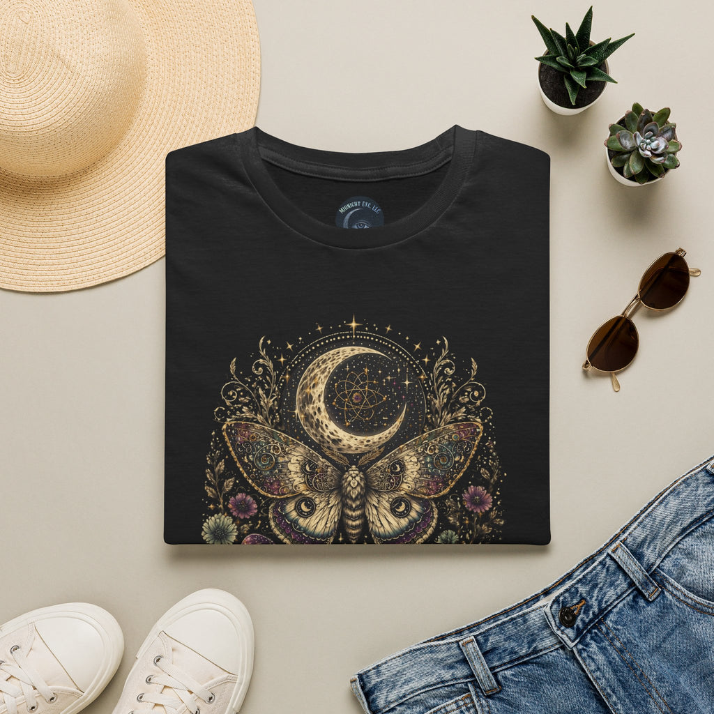 Mystic Moon Moth T-Shirt — Celestial Moth & Crescent Moon Graphic Tee - Midnight Eye, LLC