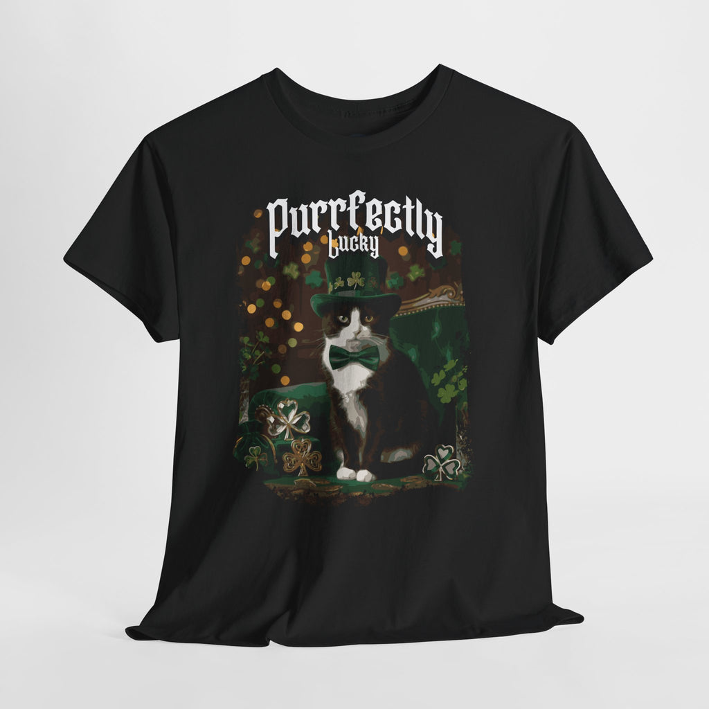 Tuxedo Cat T-Shirt - Cute Cats St. Patricks Theme Tee - Cat Lovers Tee - Midnight Eye, LLC