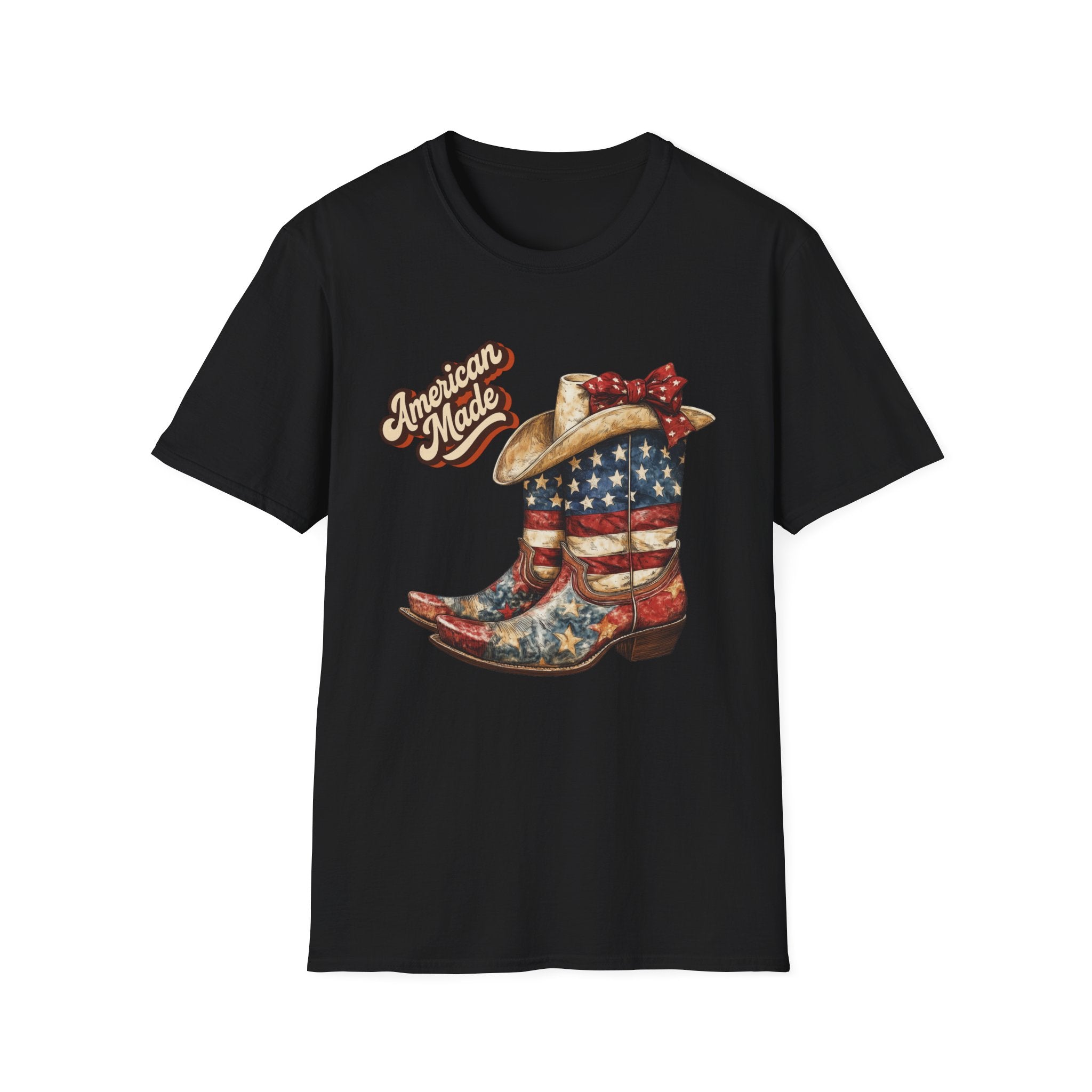 American Made Flag Girl Boots T-Shirt - Vintage Cowgirl Boots - Vintage Tee - Midnight Eye, LLC