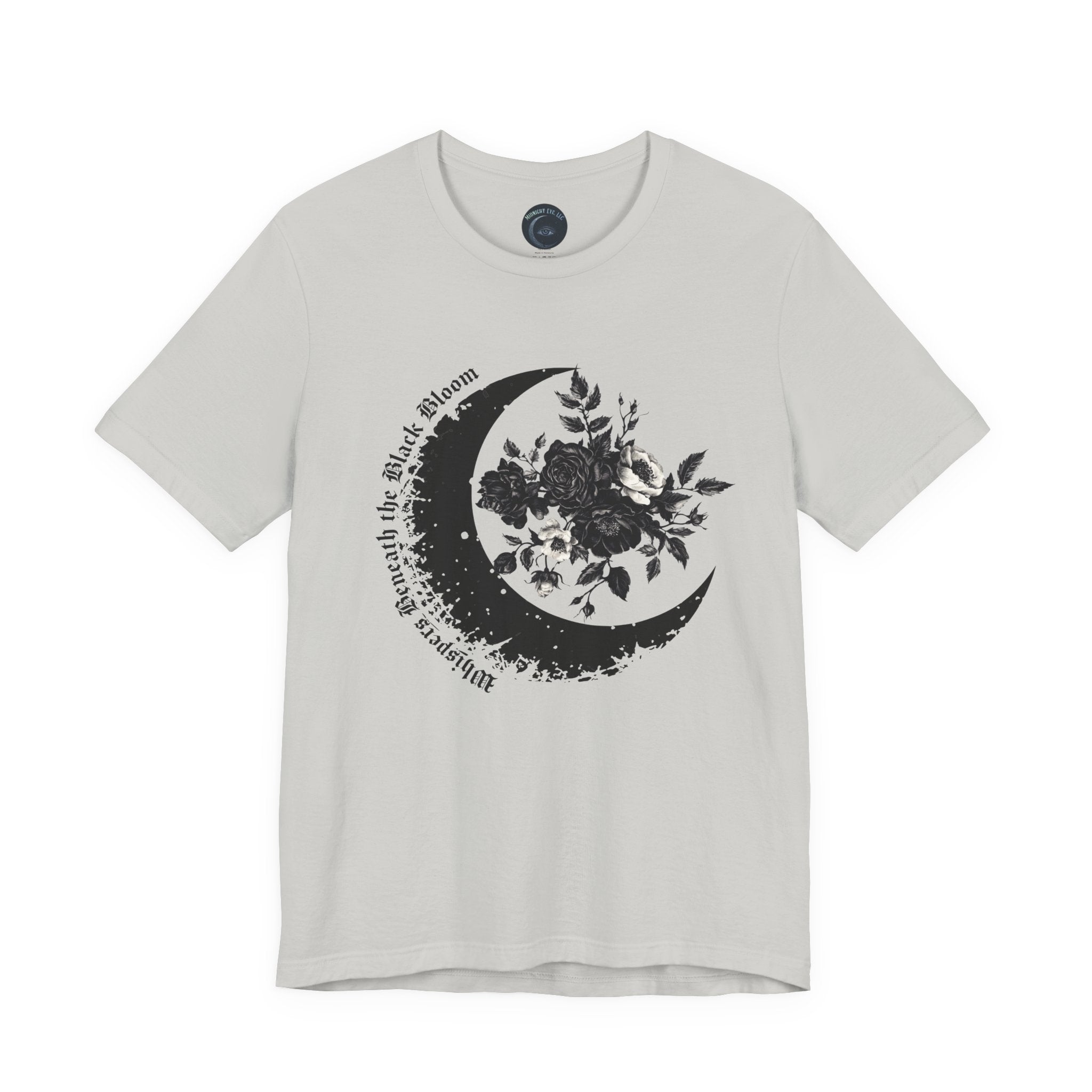 Floral Tee — Crescent Moon Design - Gothic Moon Tee - Dark Aesthetic - Midnight Eye, LLC