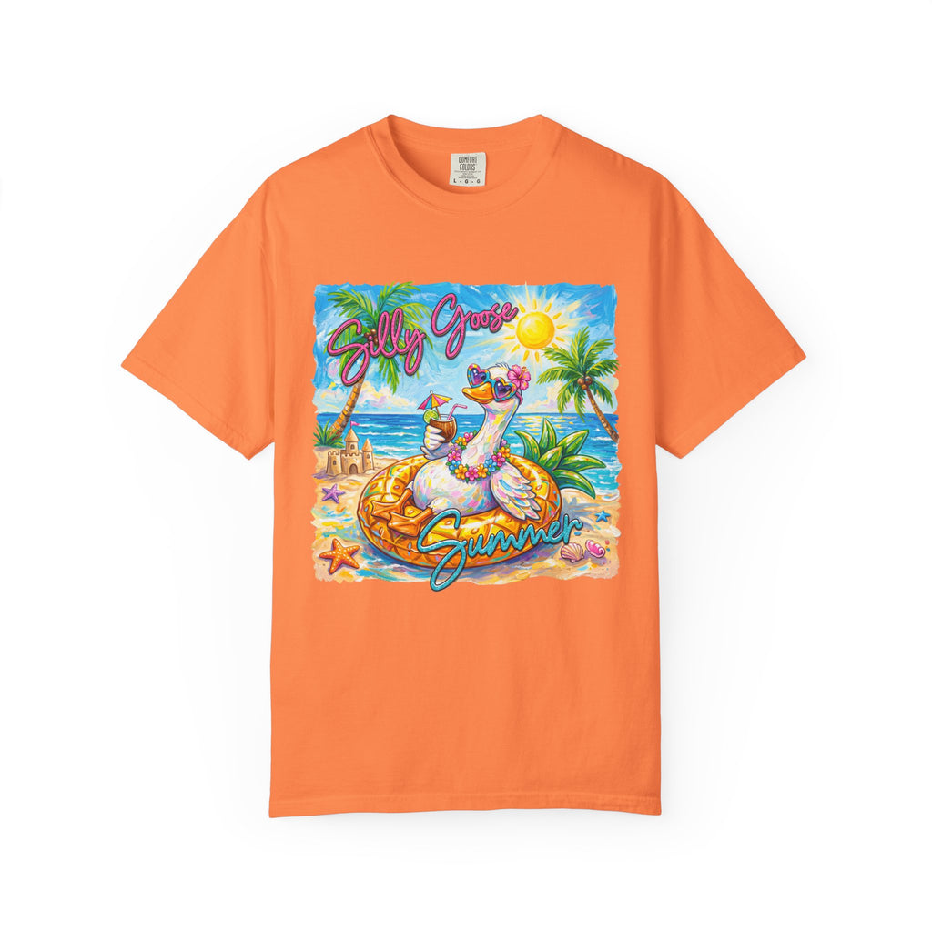 Silly Goose Summer T-Shirt - Colorful Summer Girl Tee - Beach Tee - Tropical T-Shirt, Midnight Eye, LLC