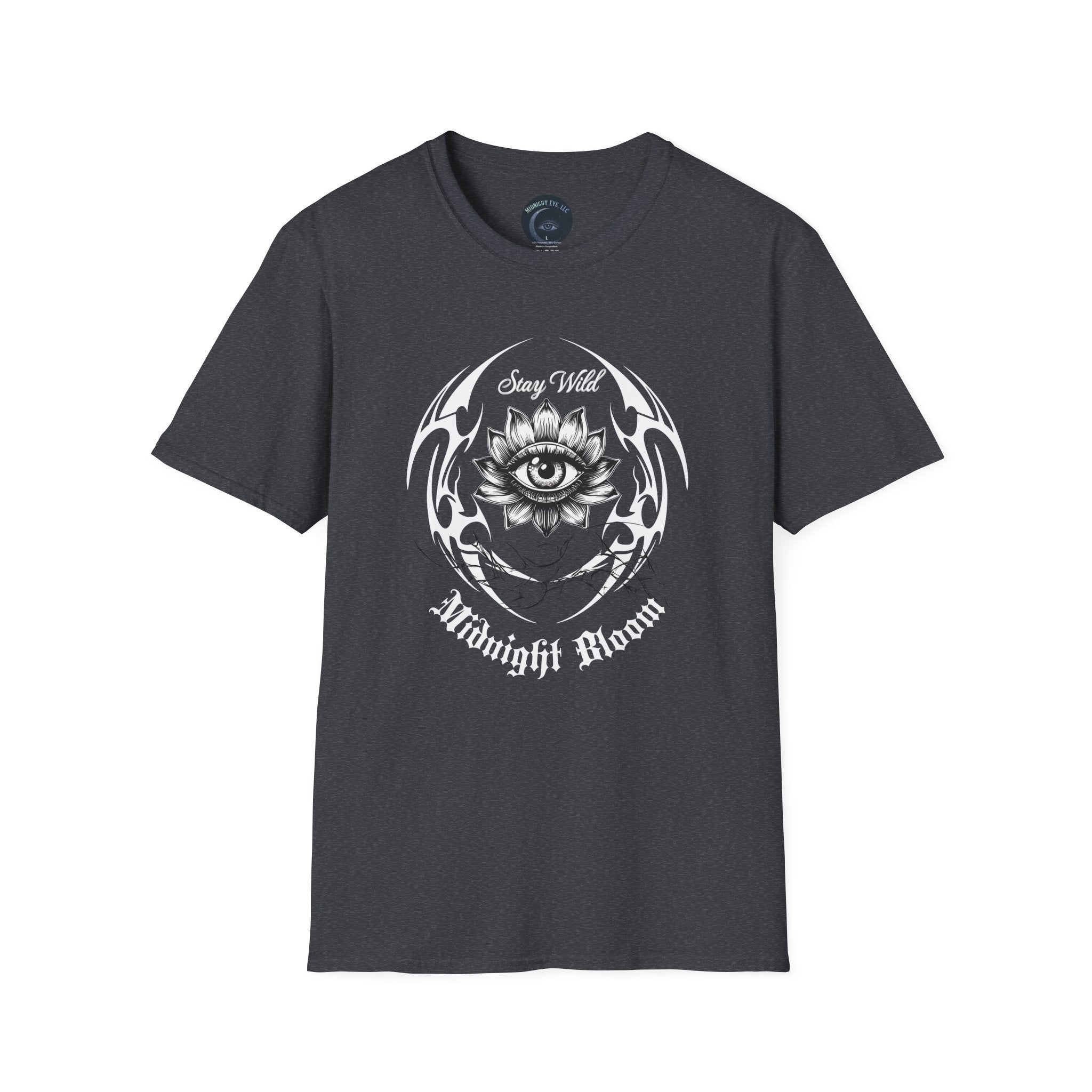 Stay Wild Midnight Moon T-Shirt — Mystical Lotus Eye Graphic Tee - Goth Tee - Dark Aesthetic T-Shirt - Midnight Eye, LLC