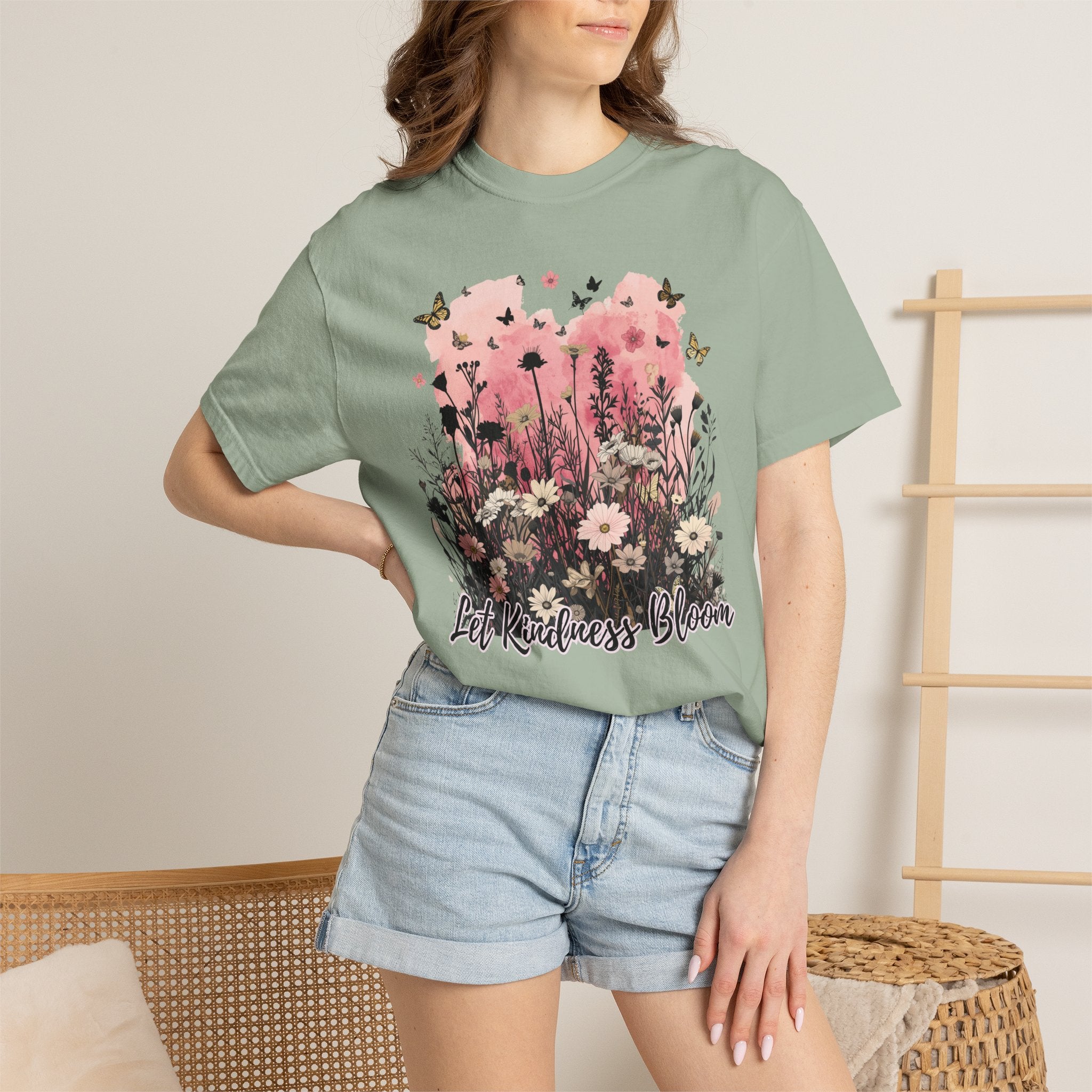Let Kindness Bloom T-Shirt — Floral Garden Graphic Tee - Cute Motivational T-Shirt. Midnight Eye, LLC