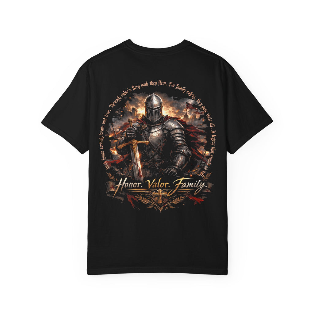 Knight Armor T-Shirt — "Honor. Valor. Family." Medieval T-Shirt - Family Inspirational Tee - Midnight Eye, LLC