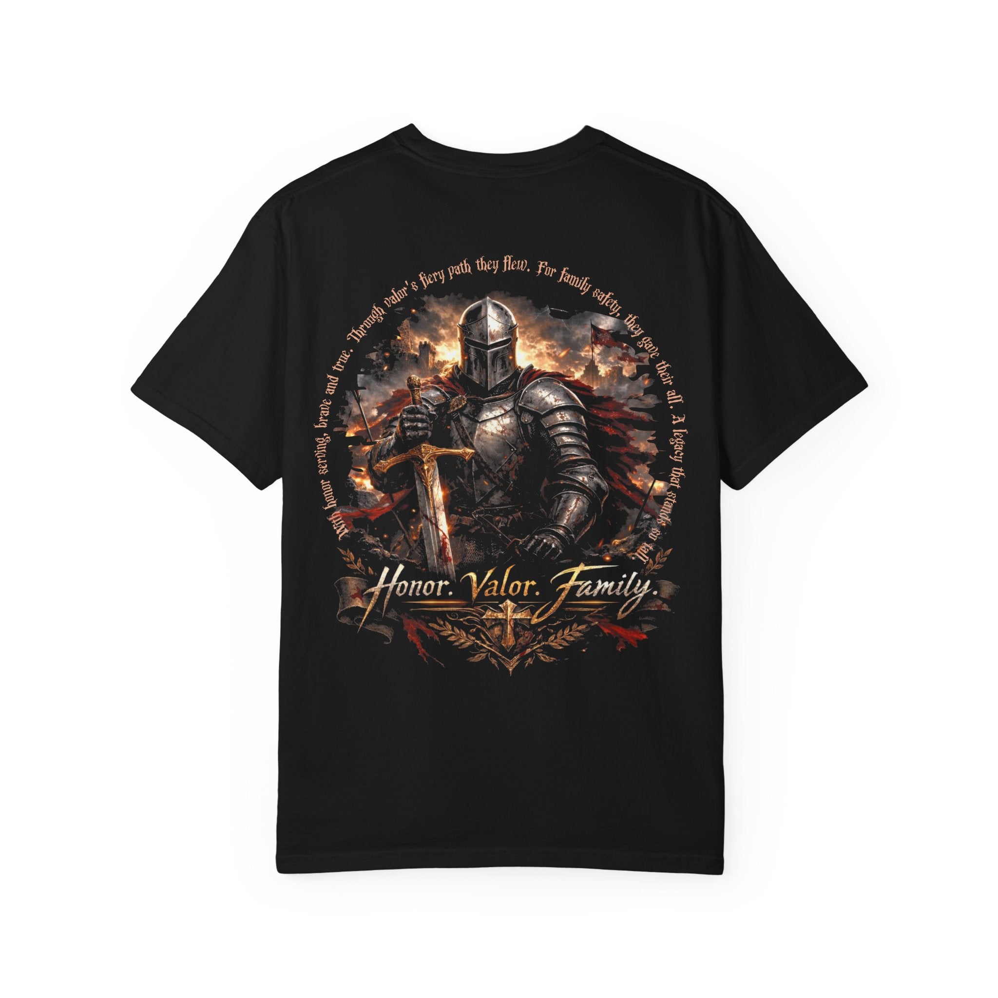 Knight Armor T-Shirt — "Honor. Valor. Family." Medieval T-Shirt - Family Inspirational Tee - Midnight Eye, LLC