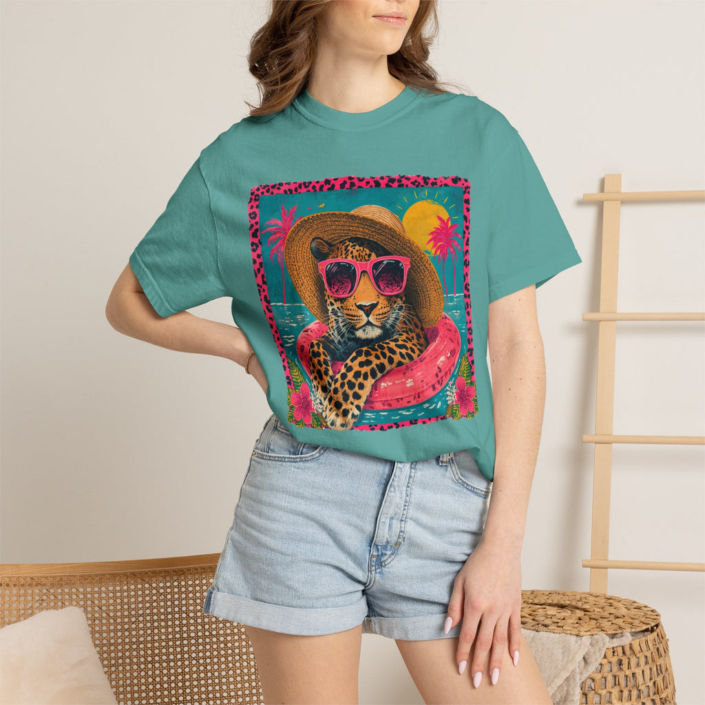T-Shirt — Tropical Leopard in Sunglasses Summer Graphic - Sassy Vacation T-Shirt